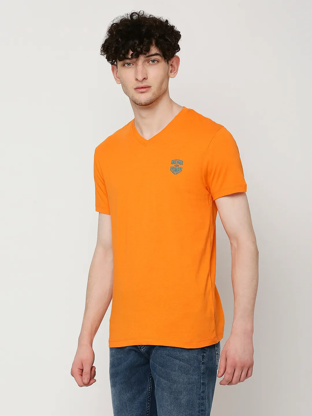 Orange Regular Fit Round Neck Men's T-Shirt by Being Human Clothing - Image 2