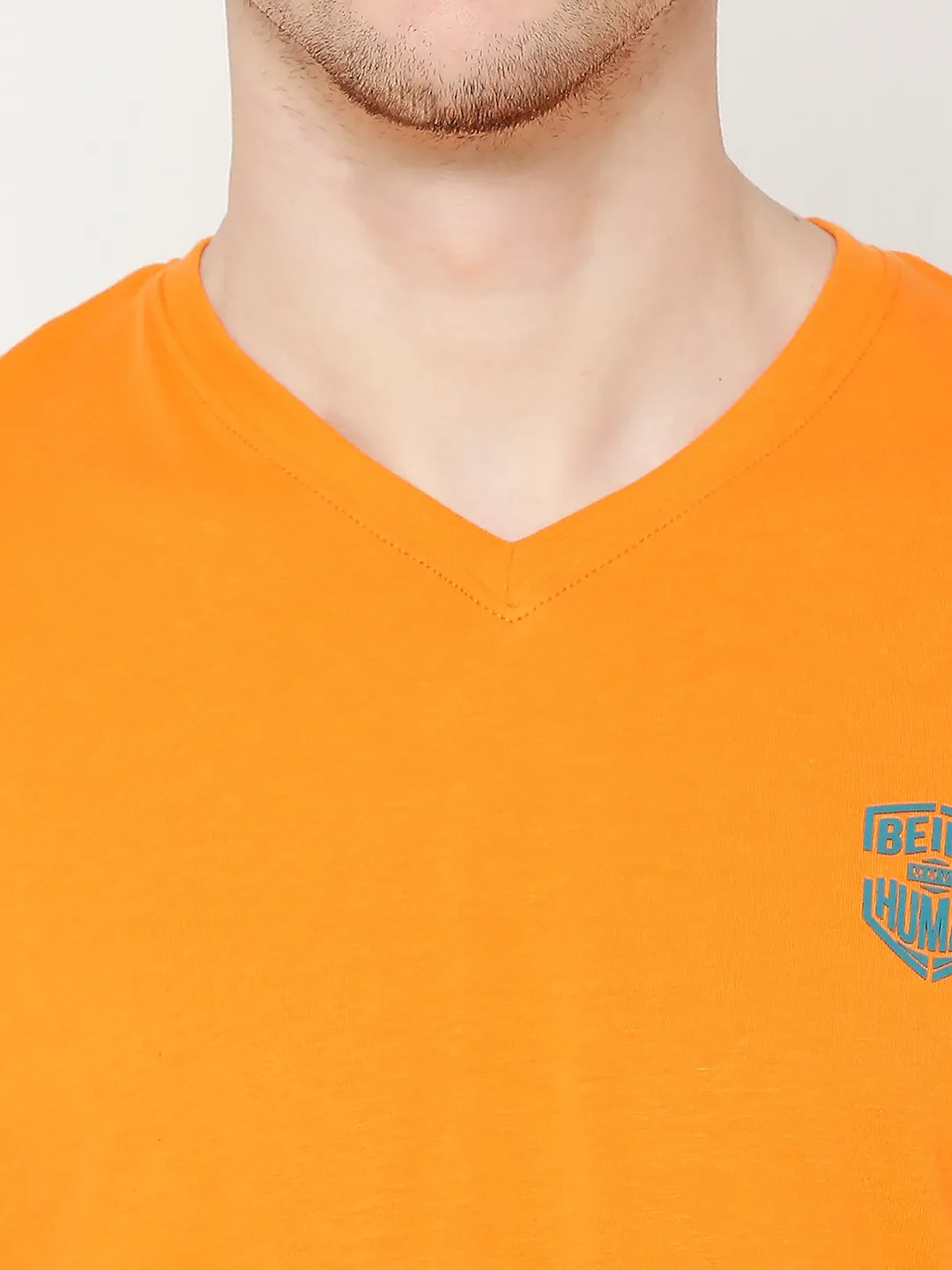 Orange Regular Fit Round Neck Men's T-Shirt by Being Human Clothing - Image 5