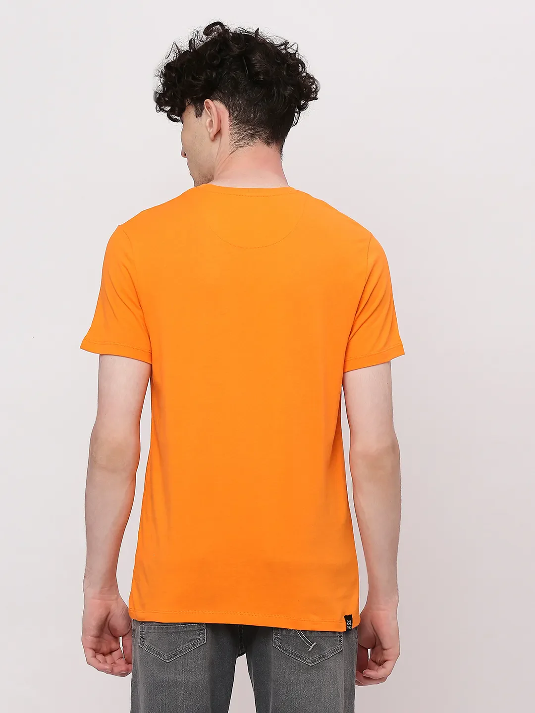 Orange Regular Fit Round Neck Men's T-Shirt by Being Human Clothing - Image 4