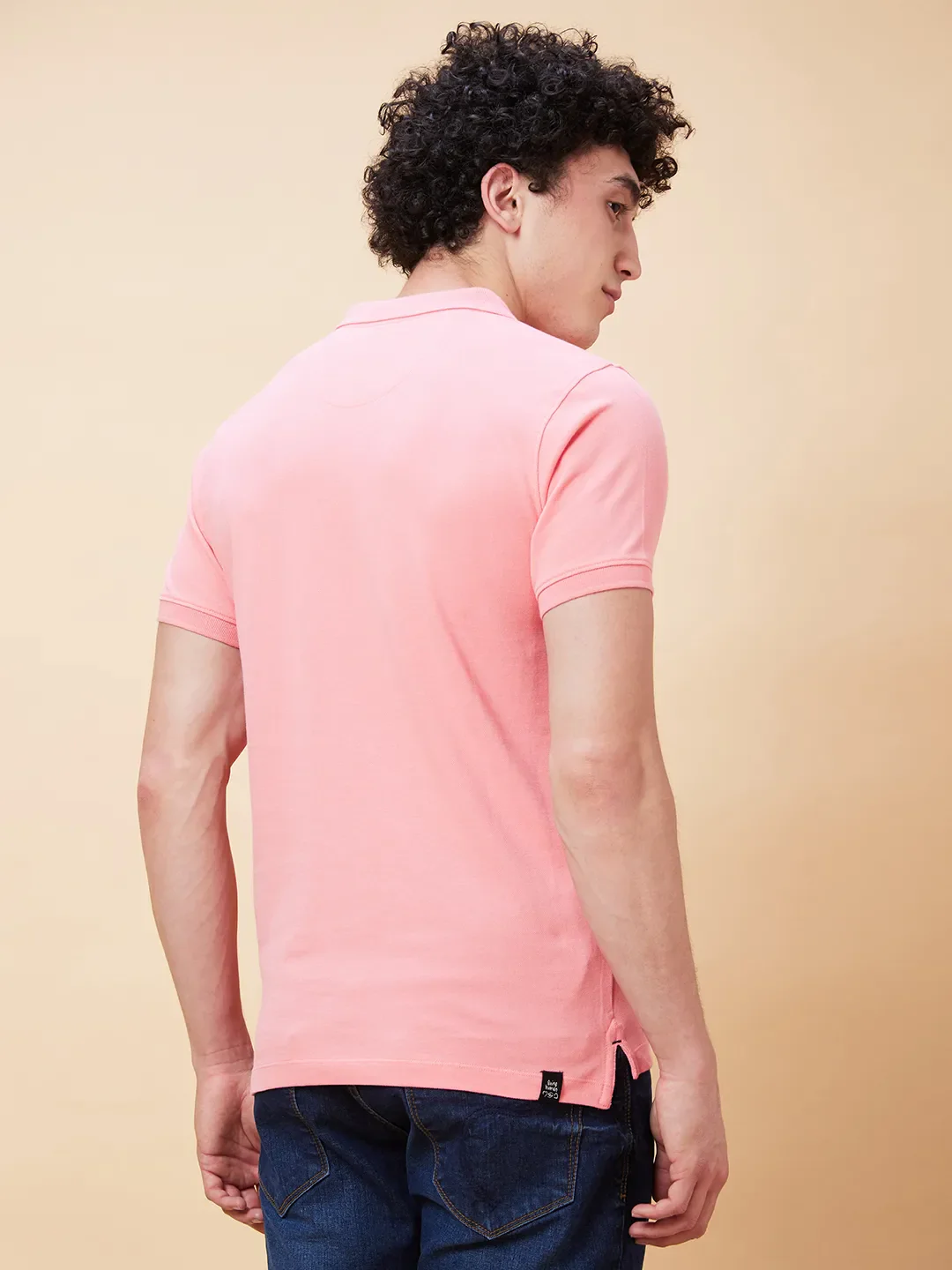 Pink Regular Fit Men's Polo T-Shirt by Being Human Clothing - Image 4