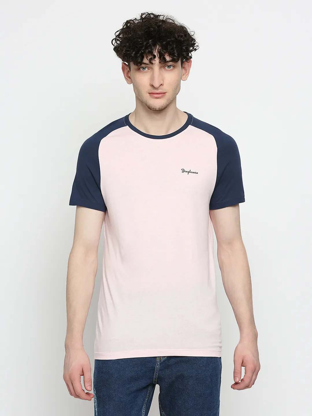 Pink Regular Fit Round Neck Men's T-Shirt by Being Human Clothing