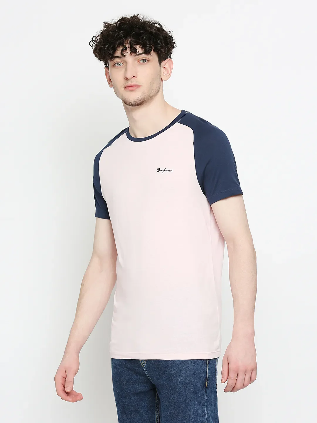 Pink Regular Fit Round Neck Men's T-Shirt by Being Human Clothing - Image 2