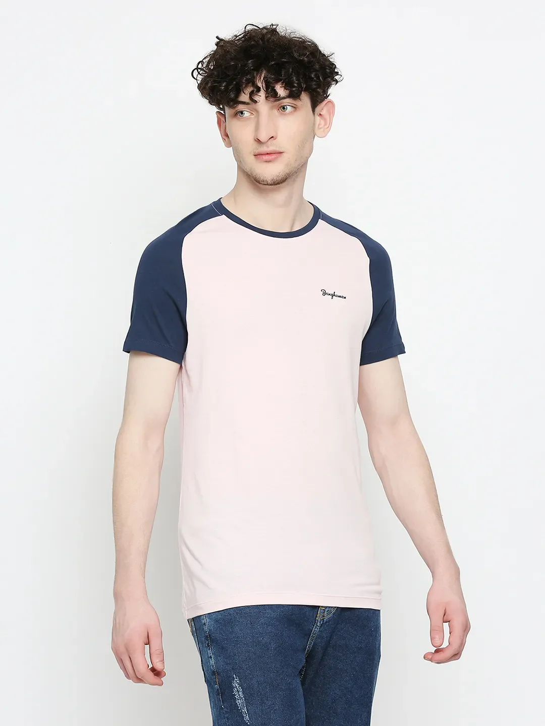 Pink Regular Fit Round Neck Men's T-Shirt by Being Human Clothing - Image 3