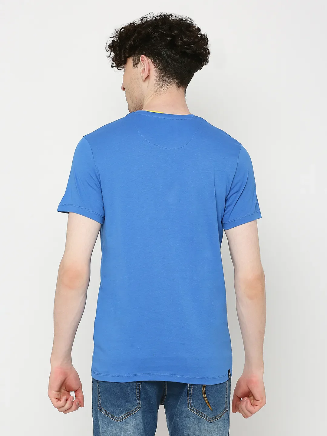 Royal Blue Regular Fit Round Neck Men's T-Shirt by Being Human Clothing - Image 4