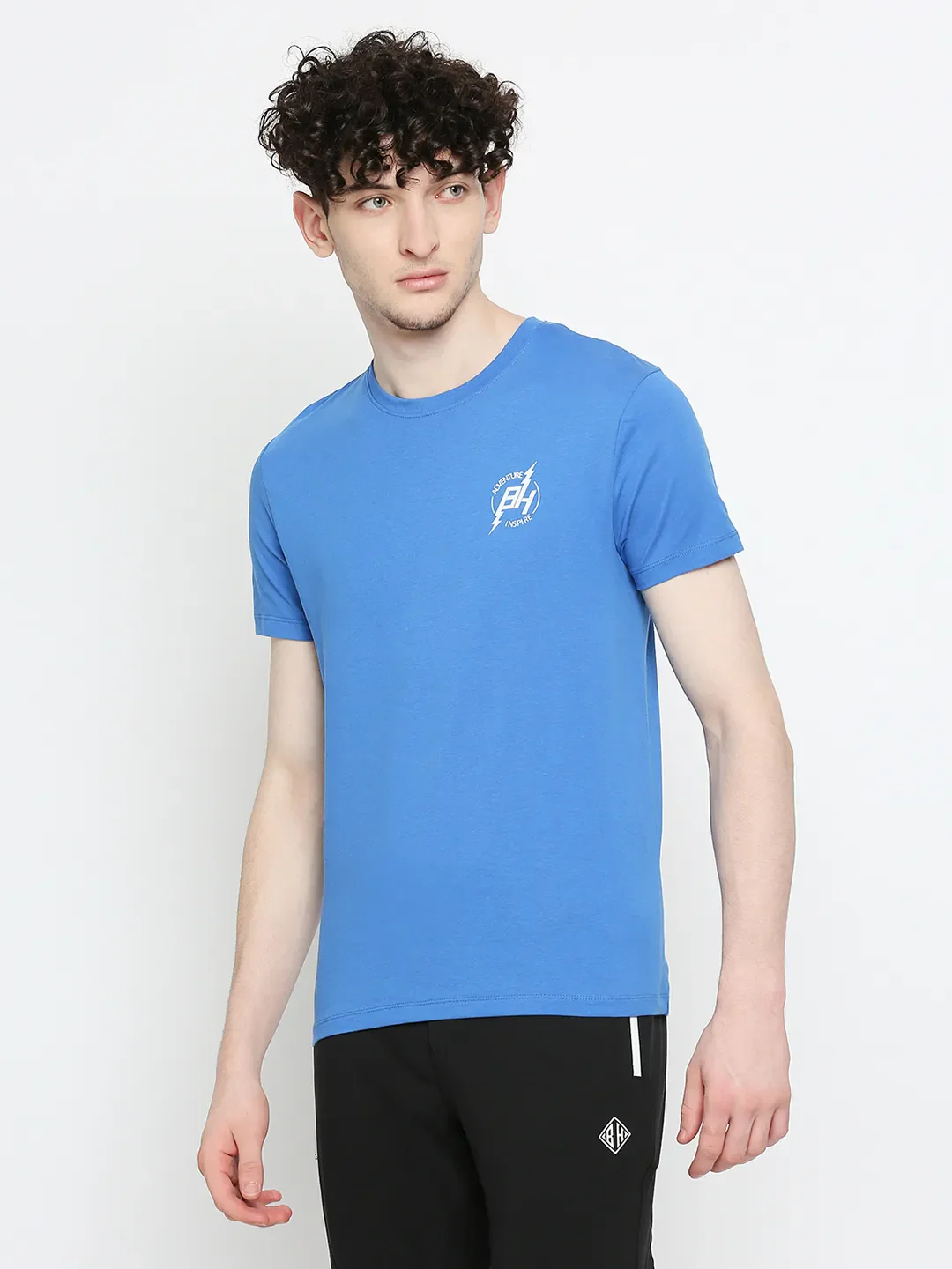 Royal Blue Regular Fit Round Neck Men's T-Shirt by Being Human Clothing - Image 2