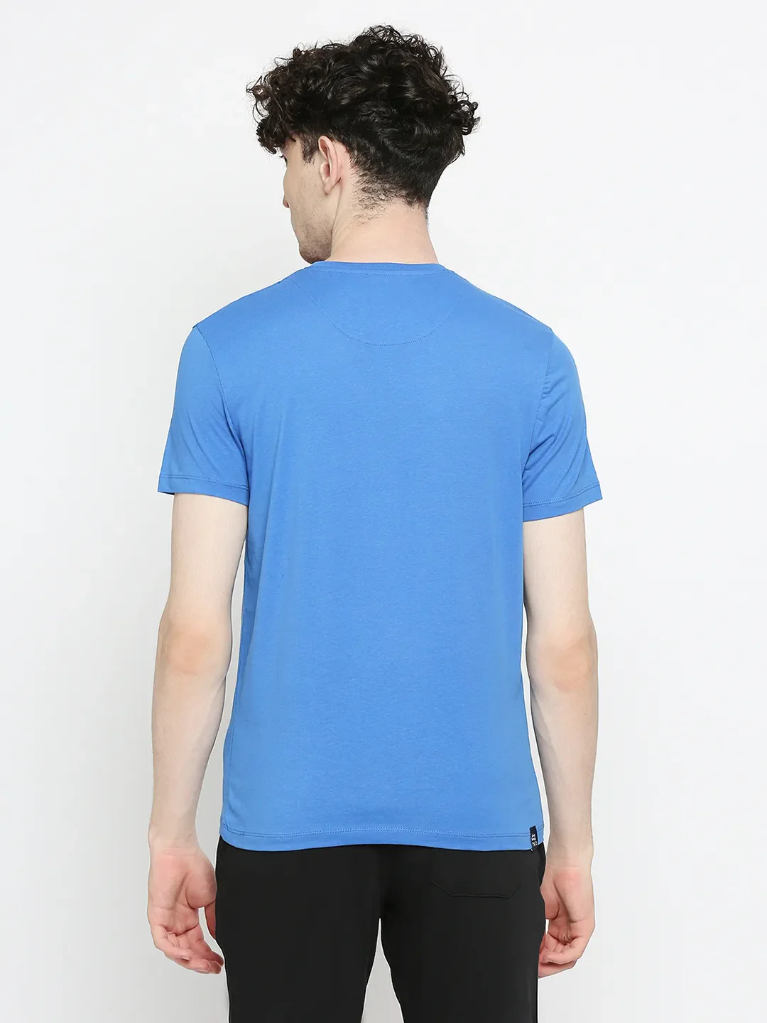 Royal Blue Regular Fit Round Neck Men's T-Shirt by Being Human Clothing - Image 4