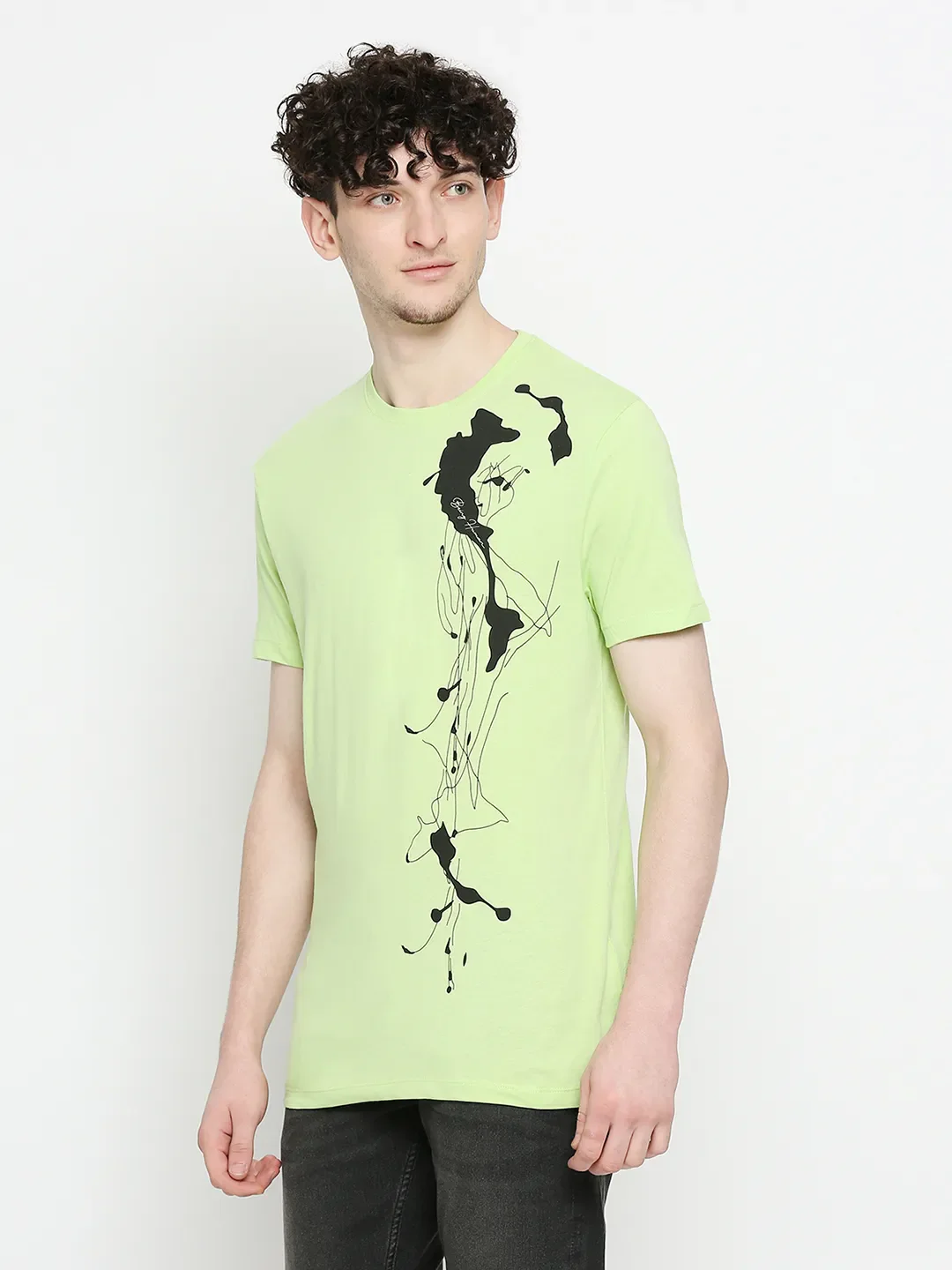 Sap Green Regular Fit Round Neck Men's T-Shirt by Being Human Clothing - Image 2