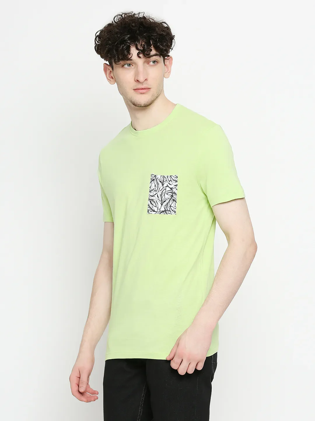Sap Green Regular Fit Round Neck Men's T-Shirt by Being Human Clothing - Image 2
