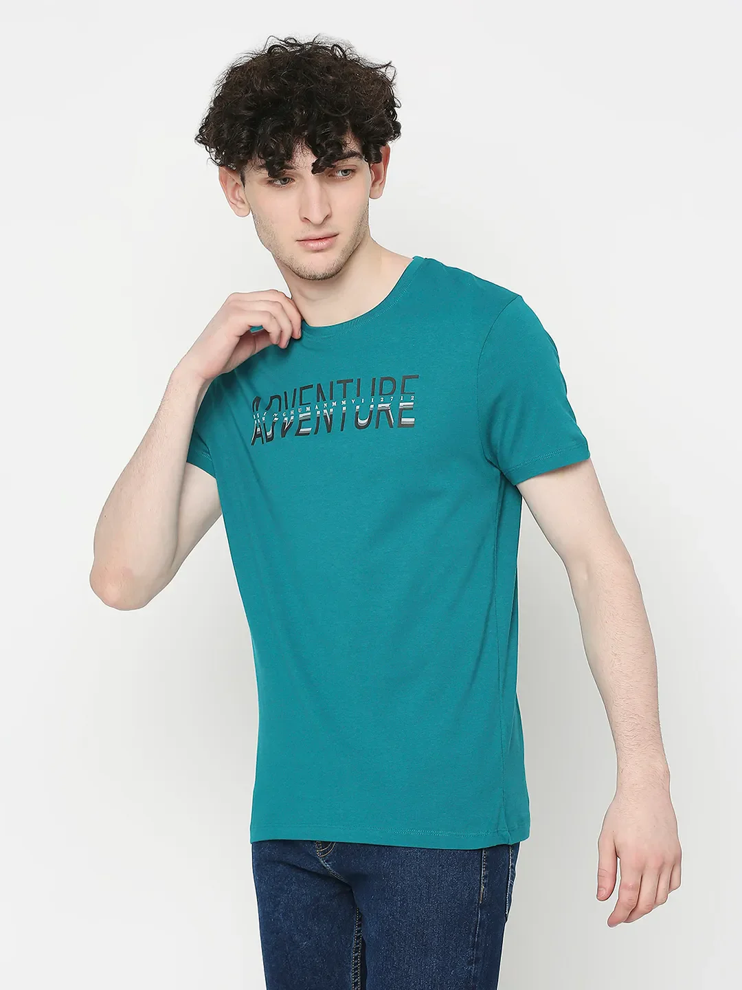 Blue Regular Fit Men's Short Sleeves T-Shirt by Being Human Clothing - Image 2