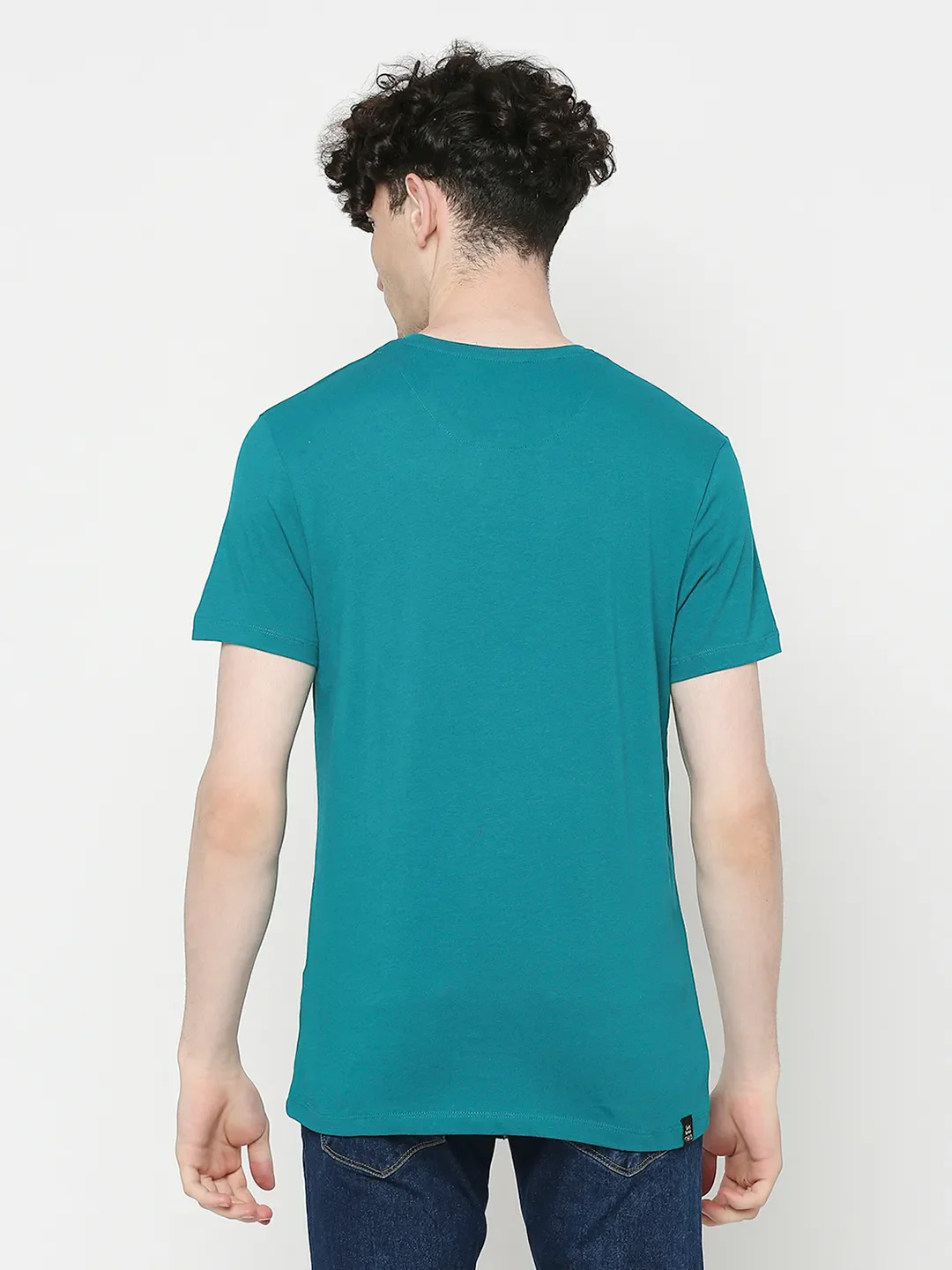 Blue Regular Fit Men's Short Sleeves T-Shirt by Being Human Clothing - Image 4