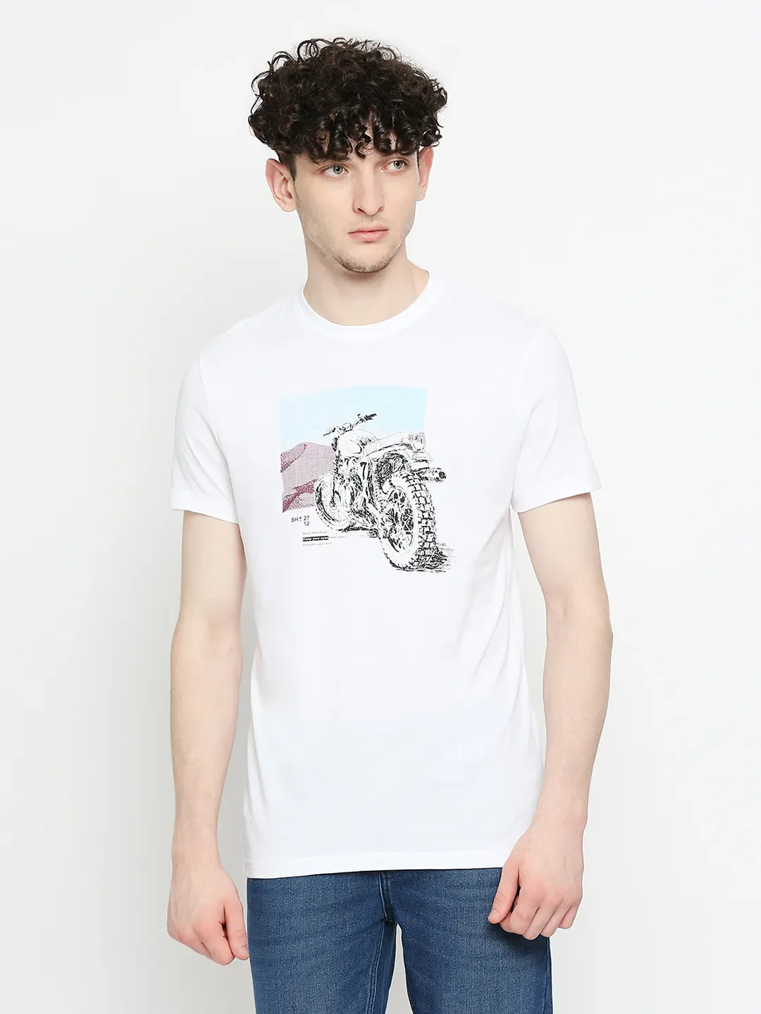 White Regular Fit Men's Short Sleeves T-Shirt by Being Human Clothing