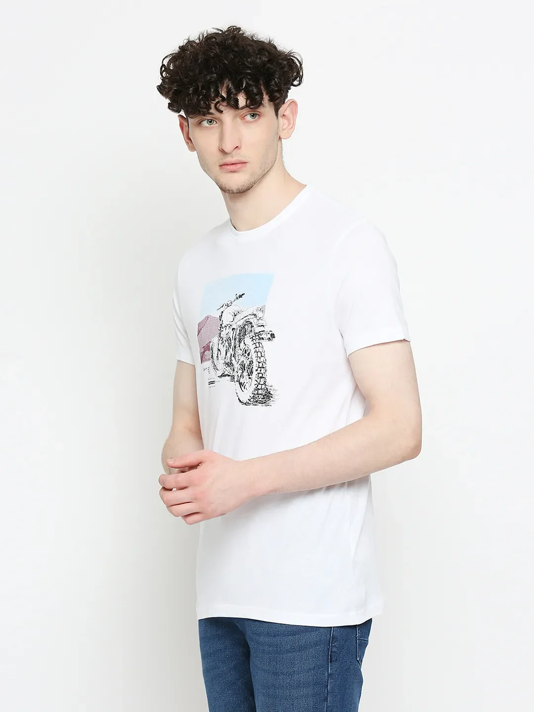 White Regular Fit Men's Short Sleeves T-Shirt by Being Human Clothing - Image 2