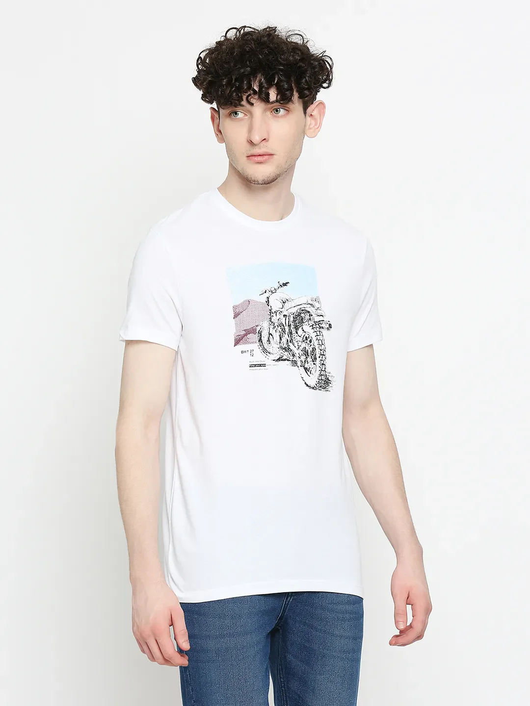 White Regular Fit Men's Short Sleeves T-Shirt by Being Human Clothing - Image 3