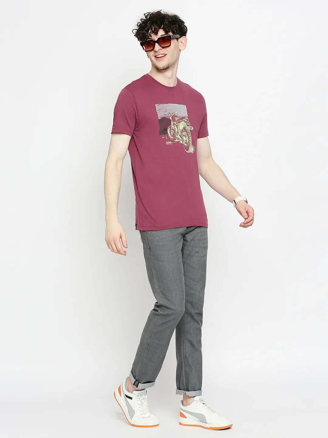 Wine Regular Fit Round Neck Men's T-Shirt by Being Human Clothing - Image 6