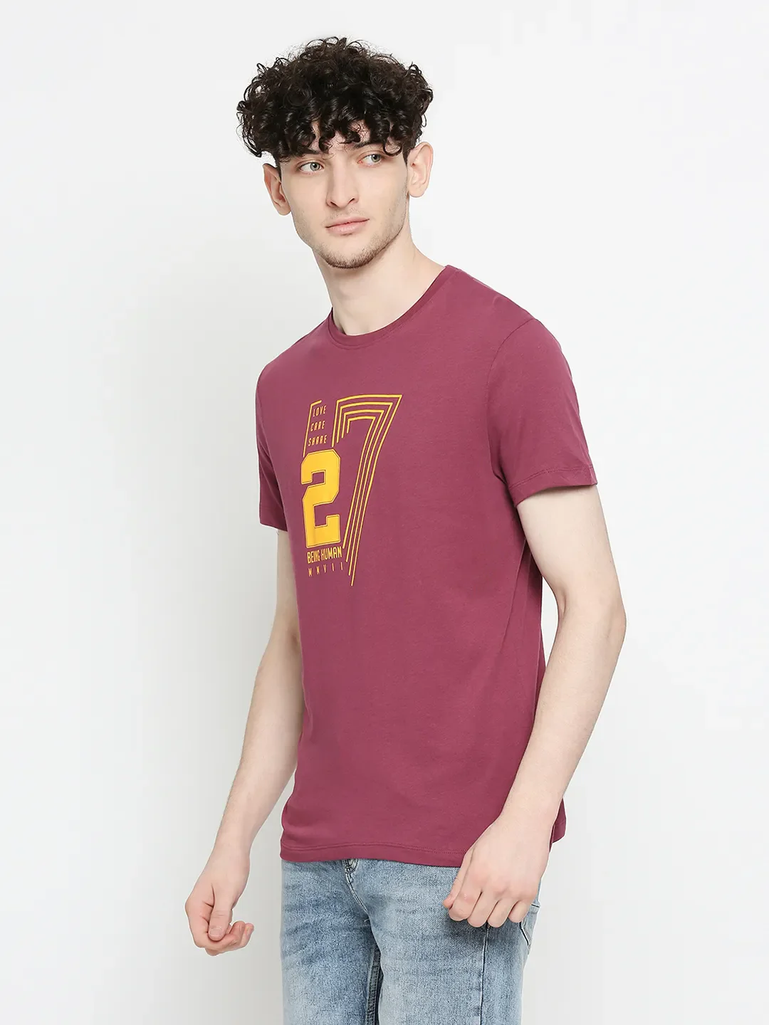Wine Regular Fit Round Neck Men's T-Shirt by Being Human Clothing - Image 2