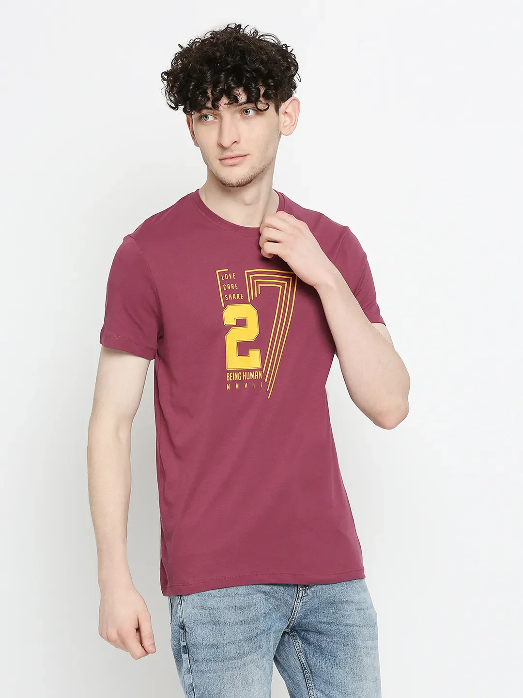 Wine Regular Fit Round Neck Men's T-Shirt by Being Human Clothing - Image 3