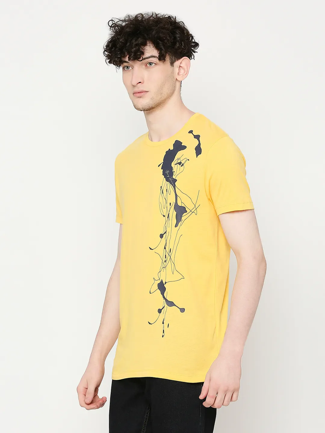 Yellow Regular Fit Men's Short Sleeves T-Shirt by Being Human Clothing - Image 2