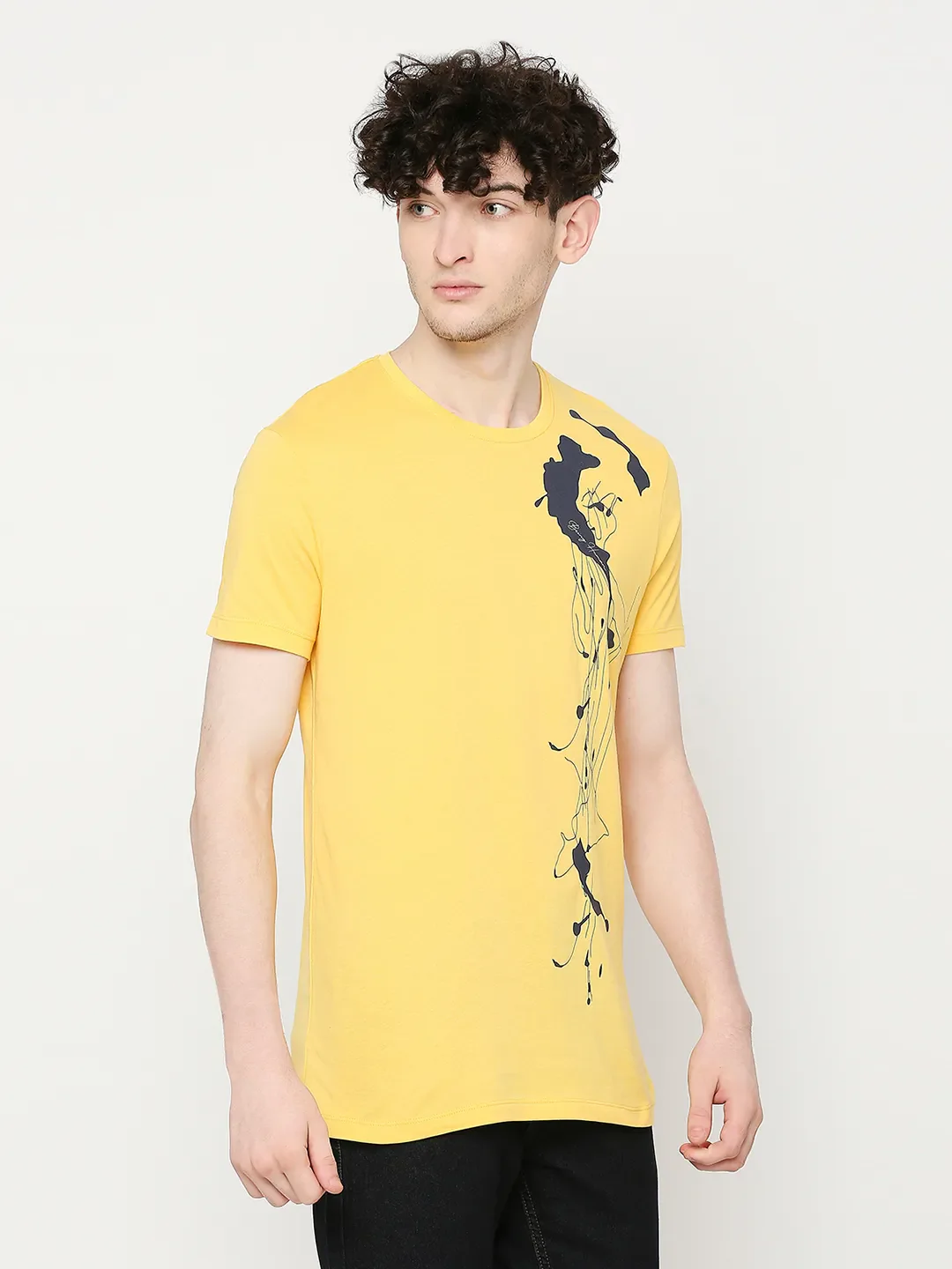 Yellow Regular Fit Men's Short Sleeves T-Shirt by Being Human Clothing - Image 3