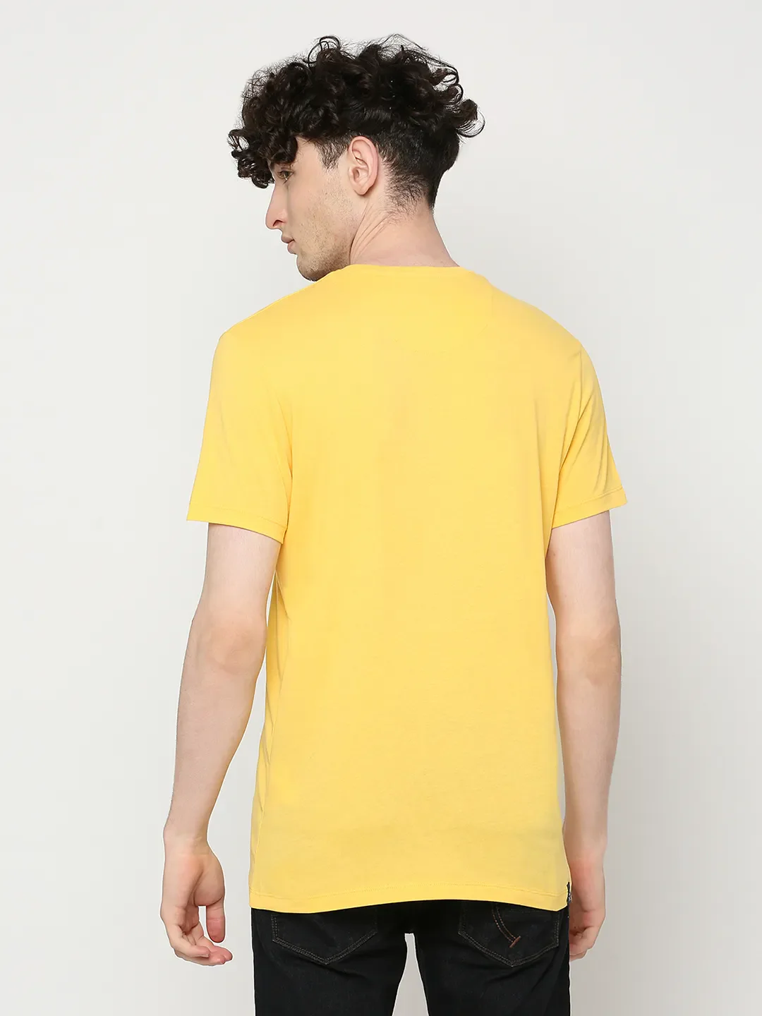 Yellow Regular Fit Men's Short Sleeves T-Shirt by Being Human Clothing - Image 4