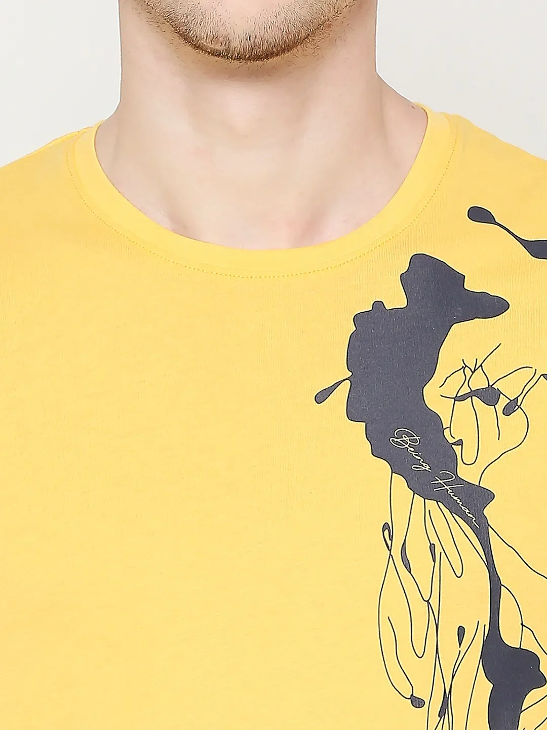 Yellow Regular Fit Men's Short Sleeves T-Shirt by Being Human Clothing - Image 5