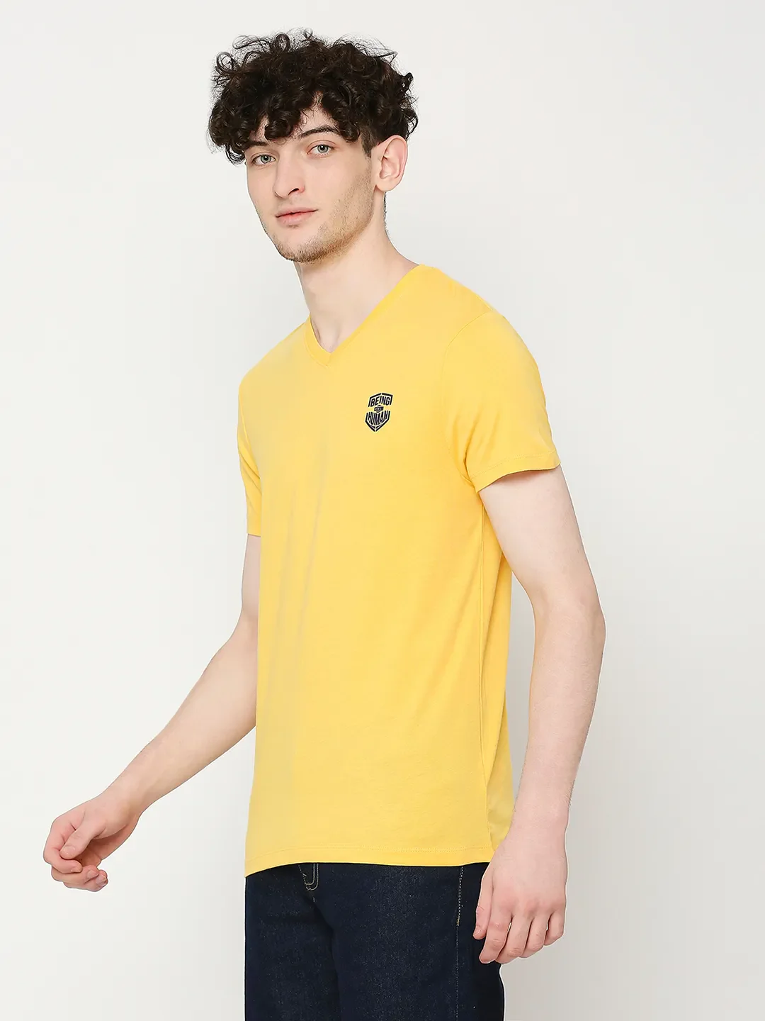 Yellow Regular Fit Round Neck Men's T-Shirt by Being Human Clothing - Image 2