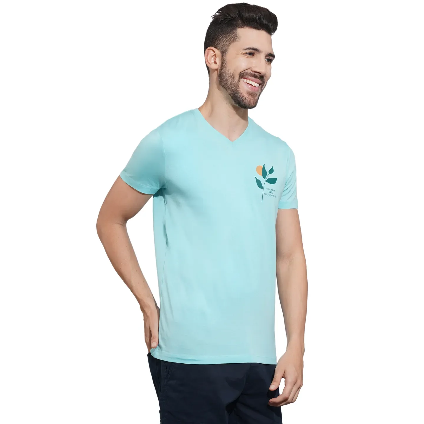 Aqua Regular Fit Round Neck Men's T-Shirt by Being Human Clothing - Image 2