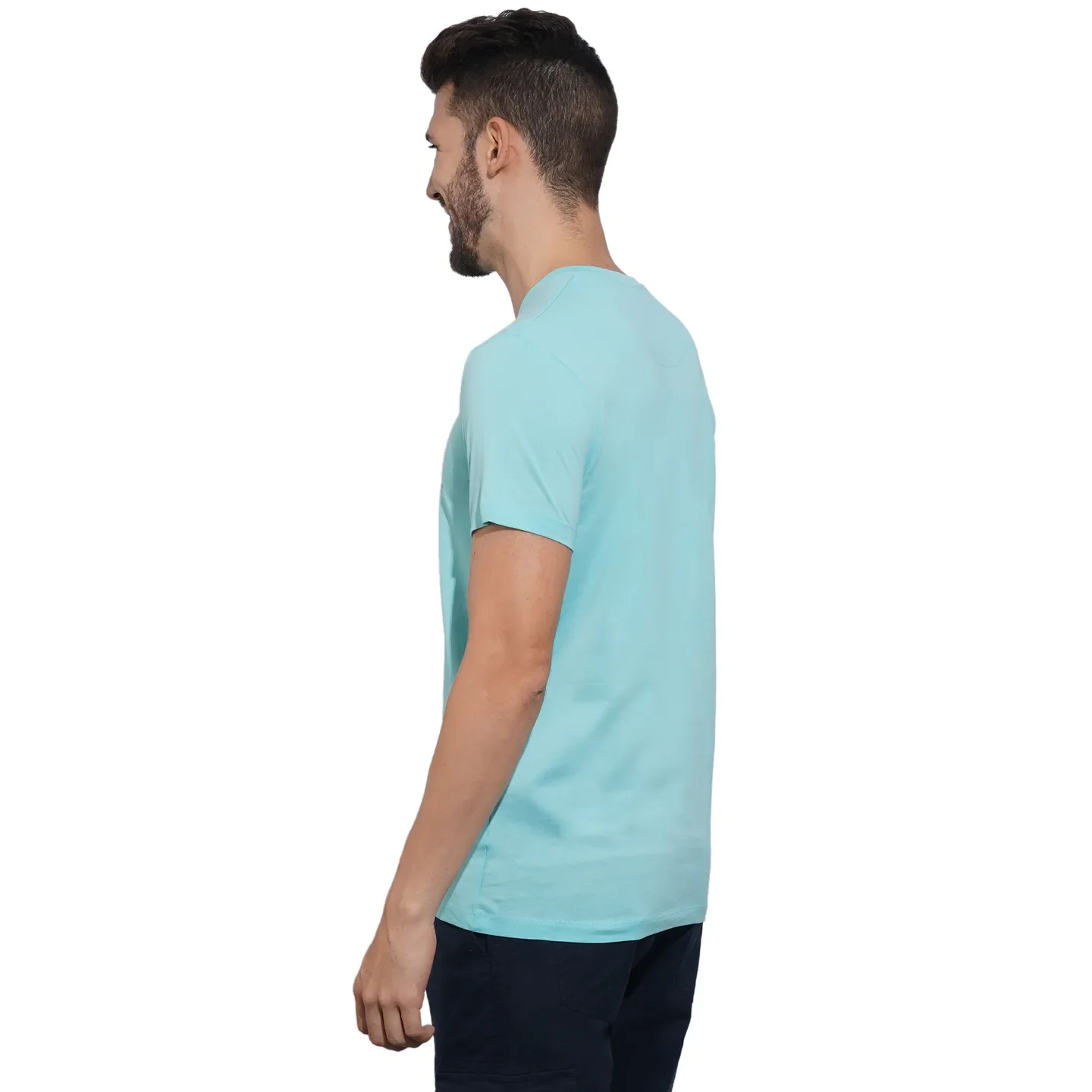 Aqua Regular Fit Round Neck Men's T-Shirt by Being Human Clothing - Image 3