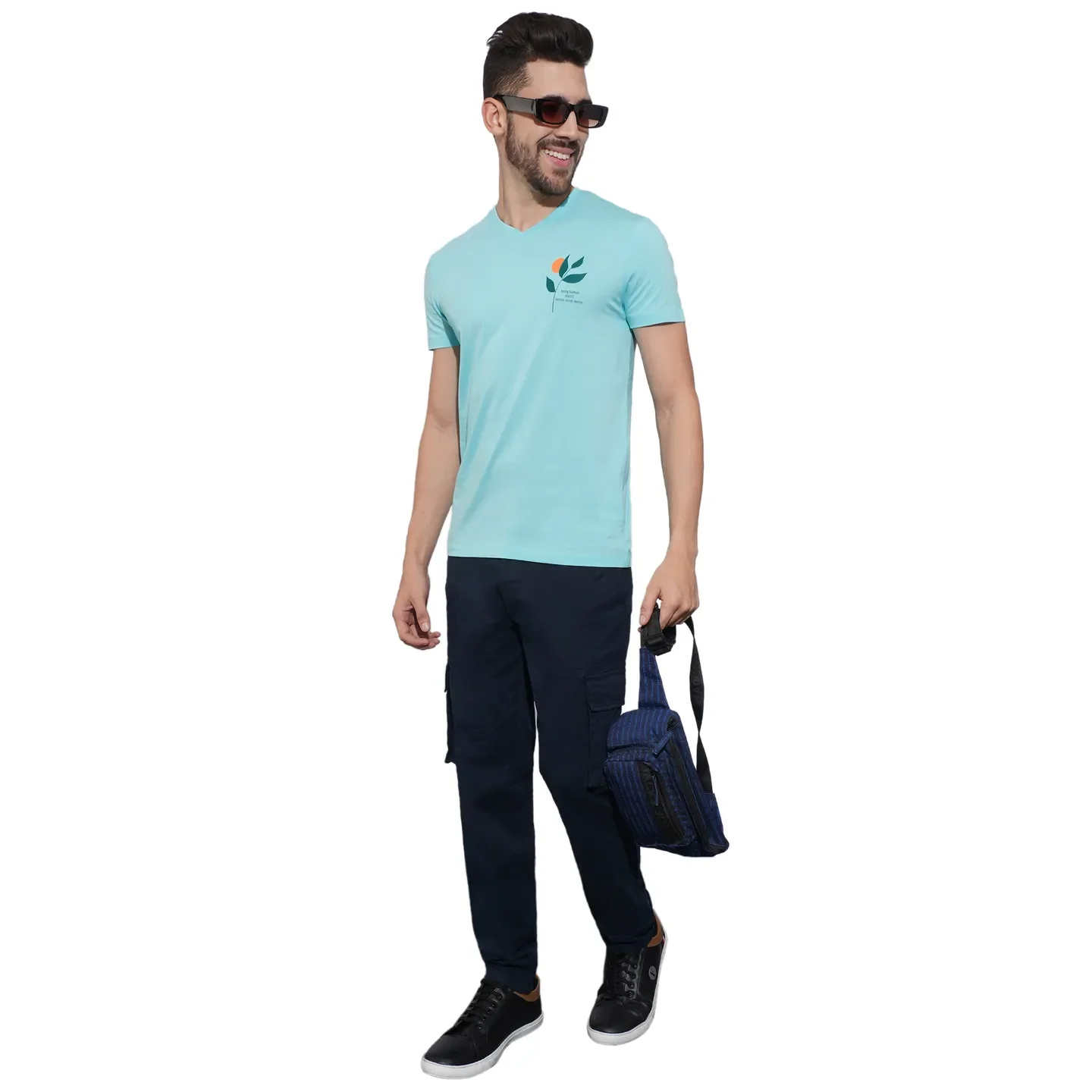 Aqua Regular Fit Round Neck Men's T-Shirt by Being Human Clothing - Image 4