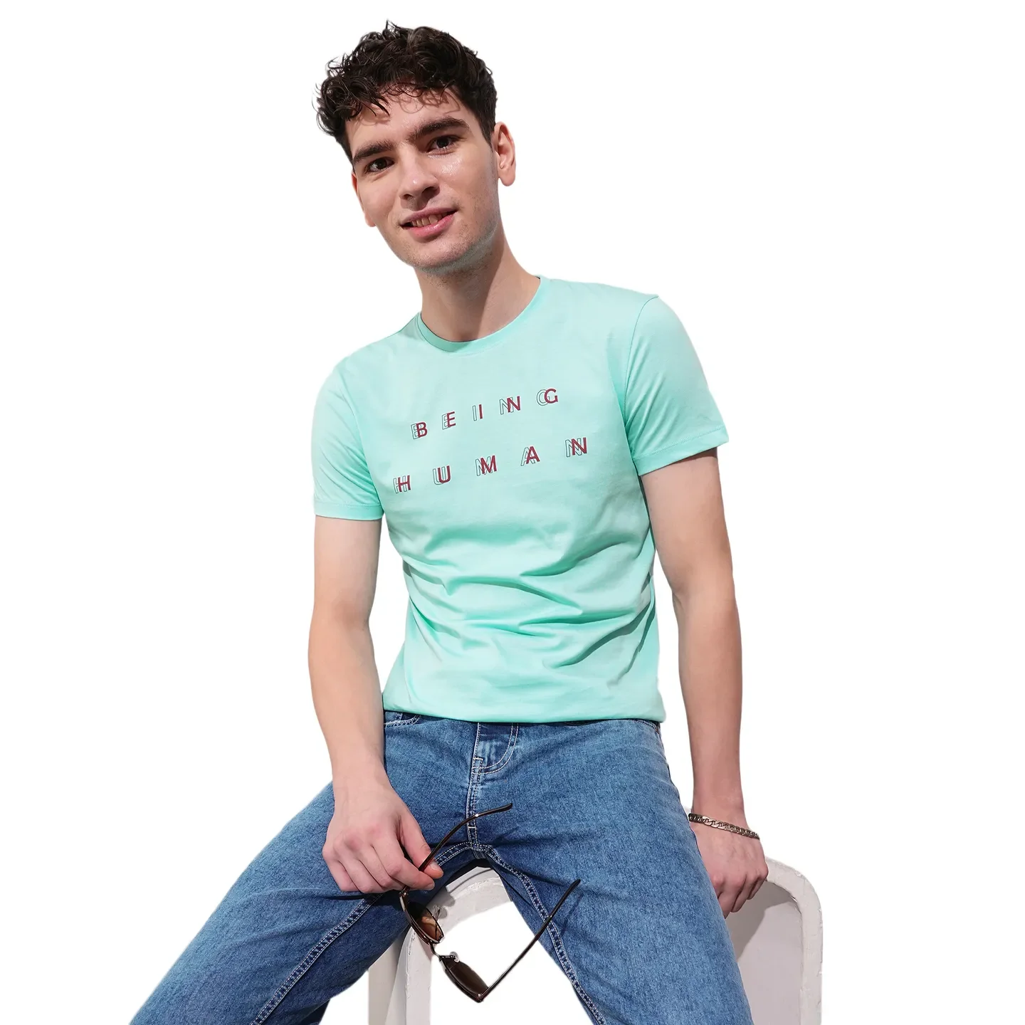 Aqua Regular Fit Men's Short Sleeves T-Shirt by Being Human Clothing - Image 6