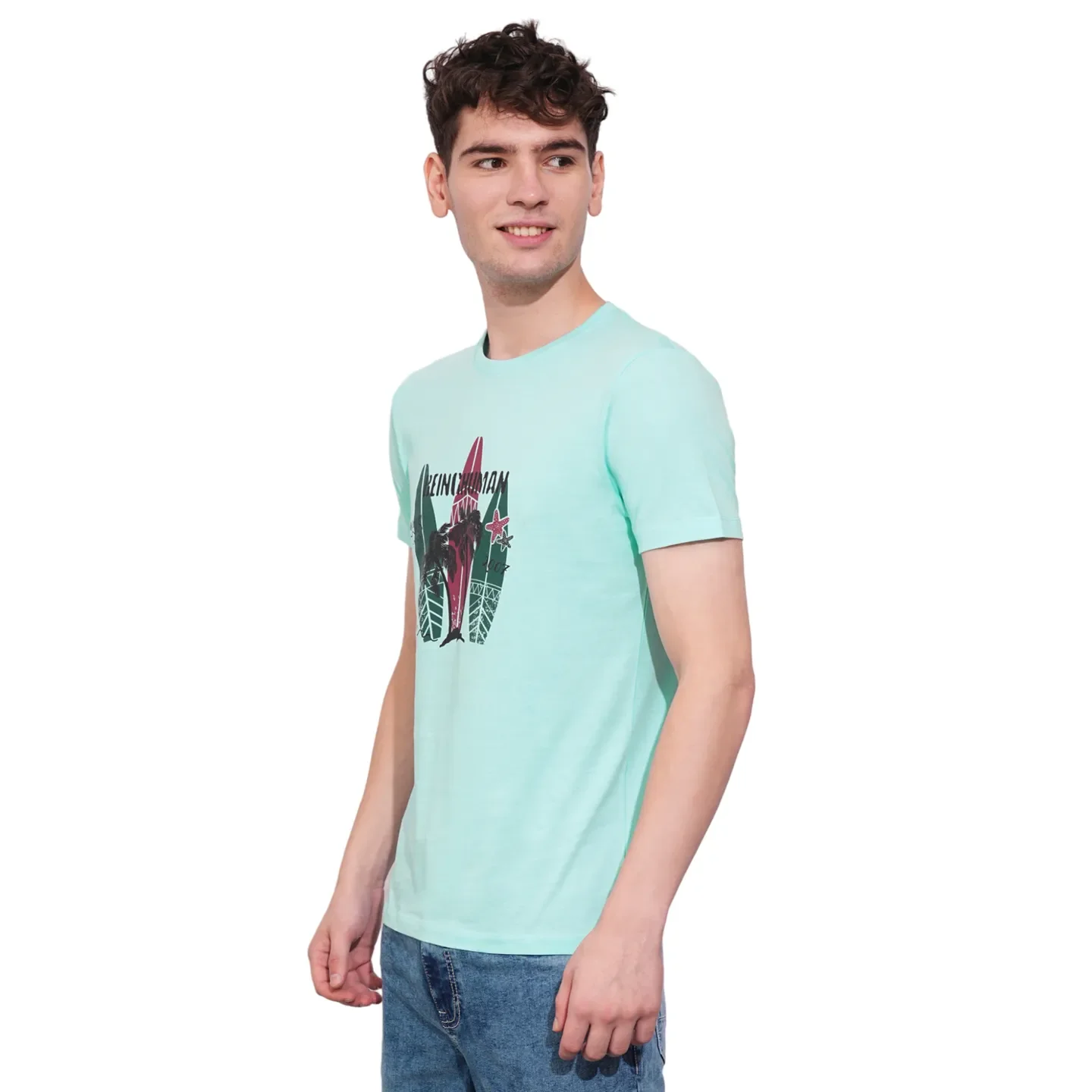 Aqua Regular Fit Round Neck Men's T-Shirt by Being Human Clothing - Image 2