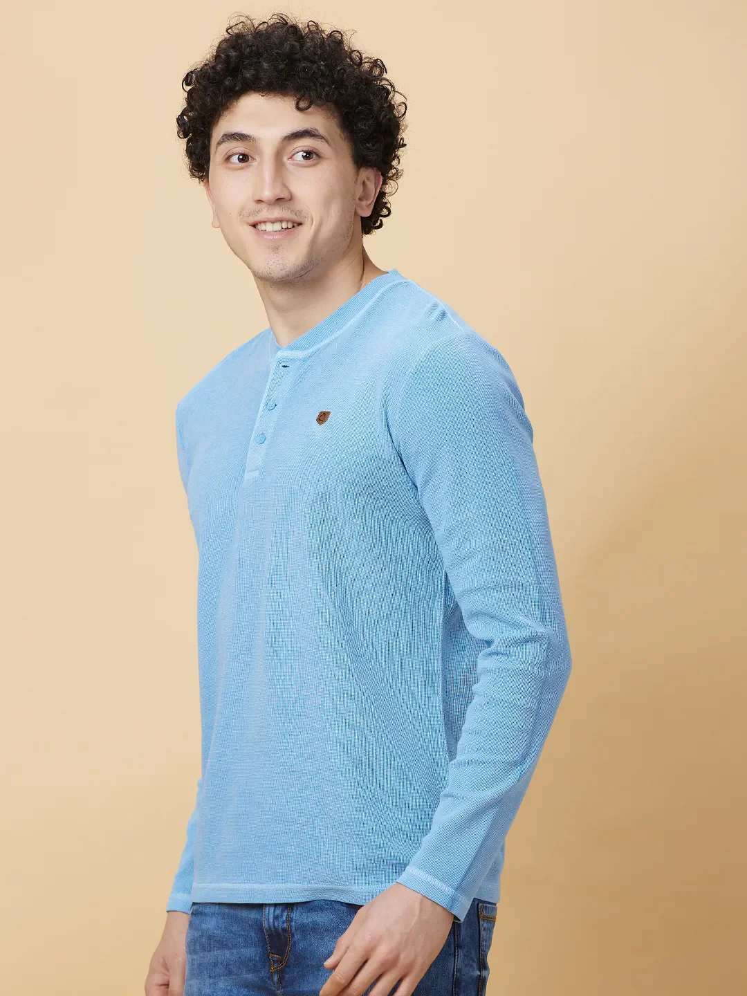 Light Blue Wash Regular Fit Round Neck Men's T-Shirt by Being Human Clothing - Image 4