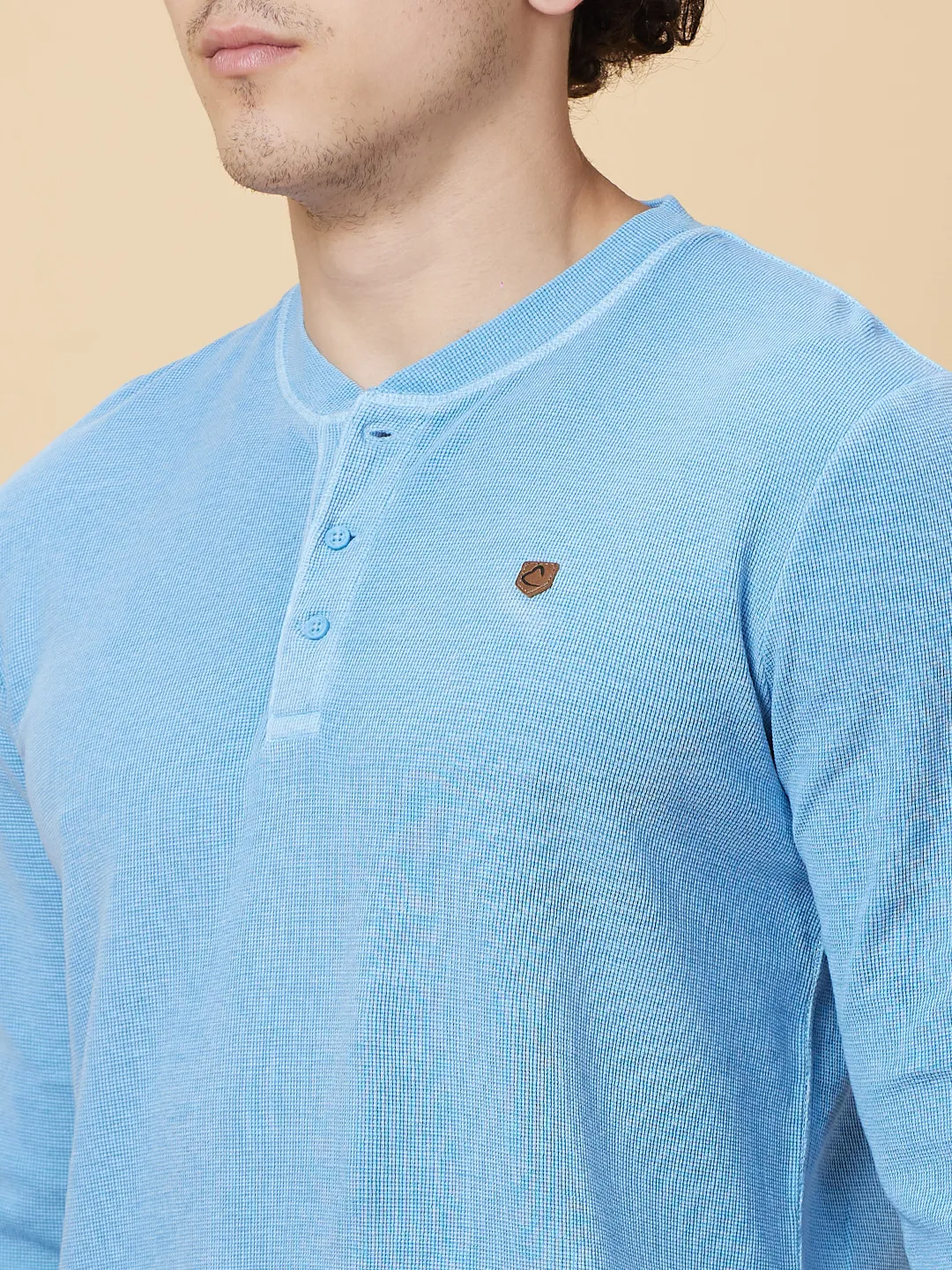 Light Blue Wash Regular Fit Round Neck Men's T-Shirt by Being Human Clothing - Image 5