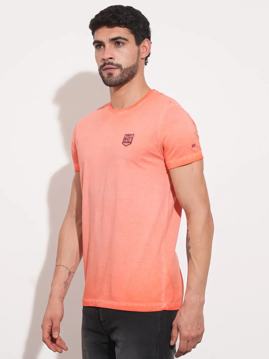 Coral Slim Straight Fit Men's Short Sleeves T-Shirt by Being Human Clothing - Image 4