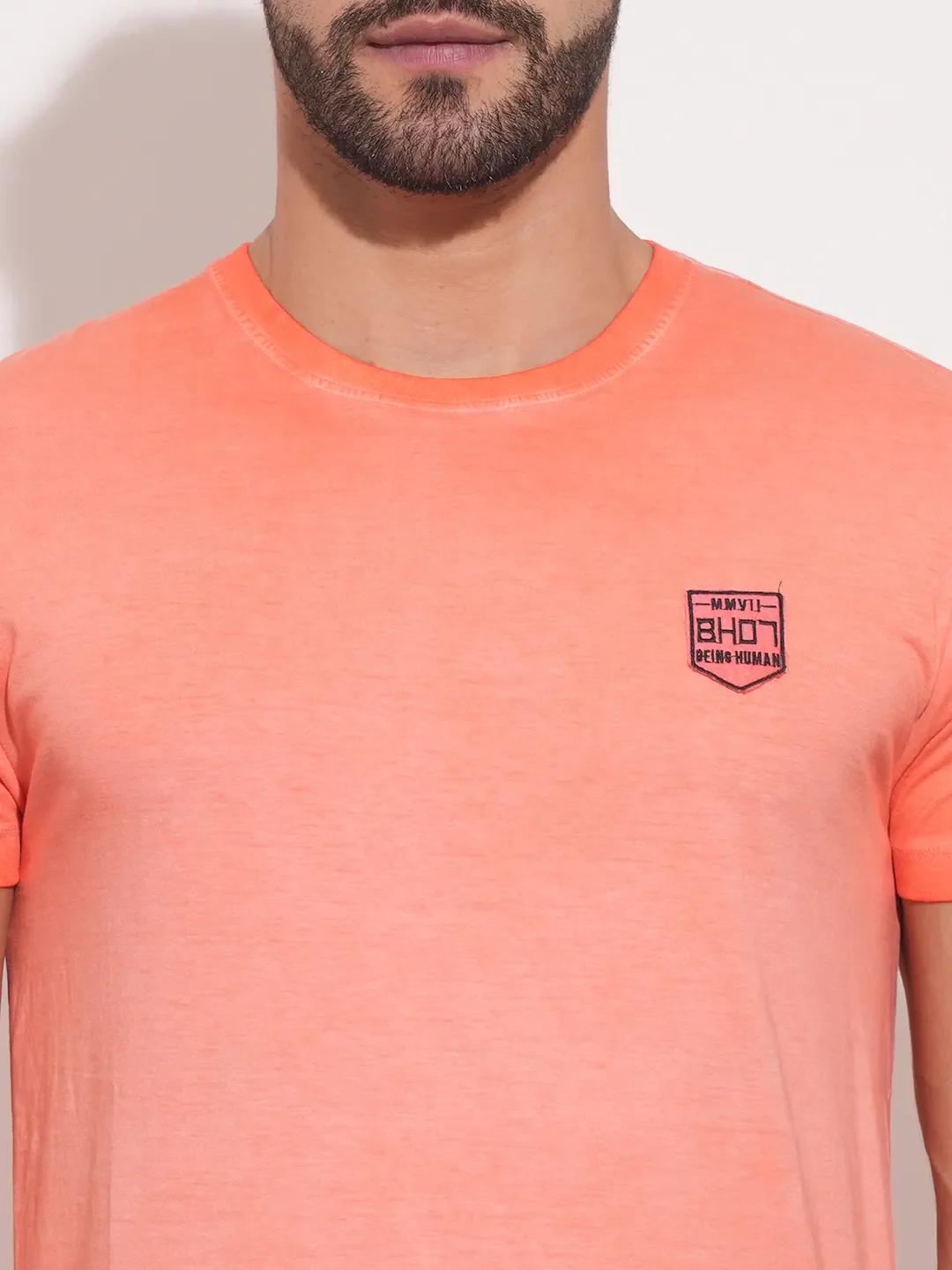 Coral Slim Straight Fit Men's Short Sleeves T-Shirt by Being Human Clothing - Image 5