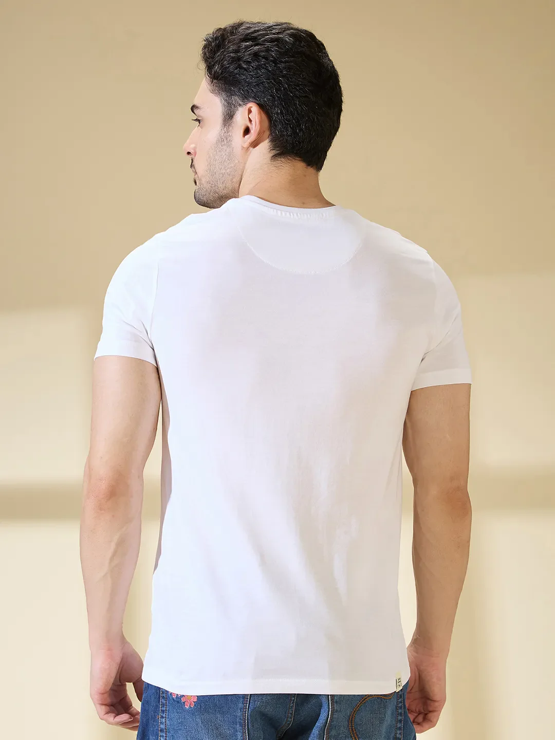 White Regular Fit Men's Short Sleeves T-Shirt by Being Human Clothing - Image 3