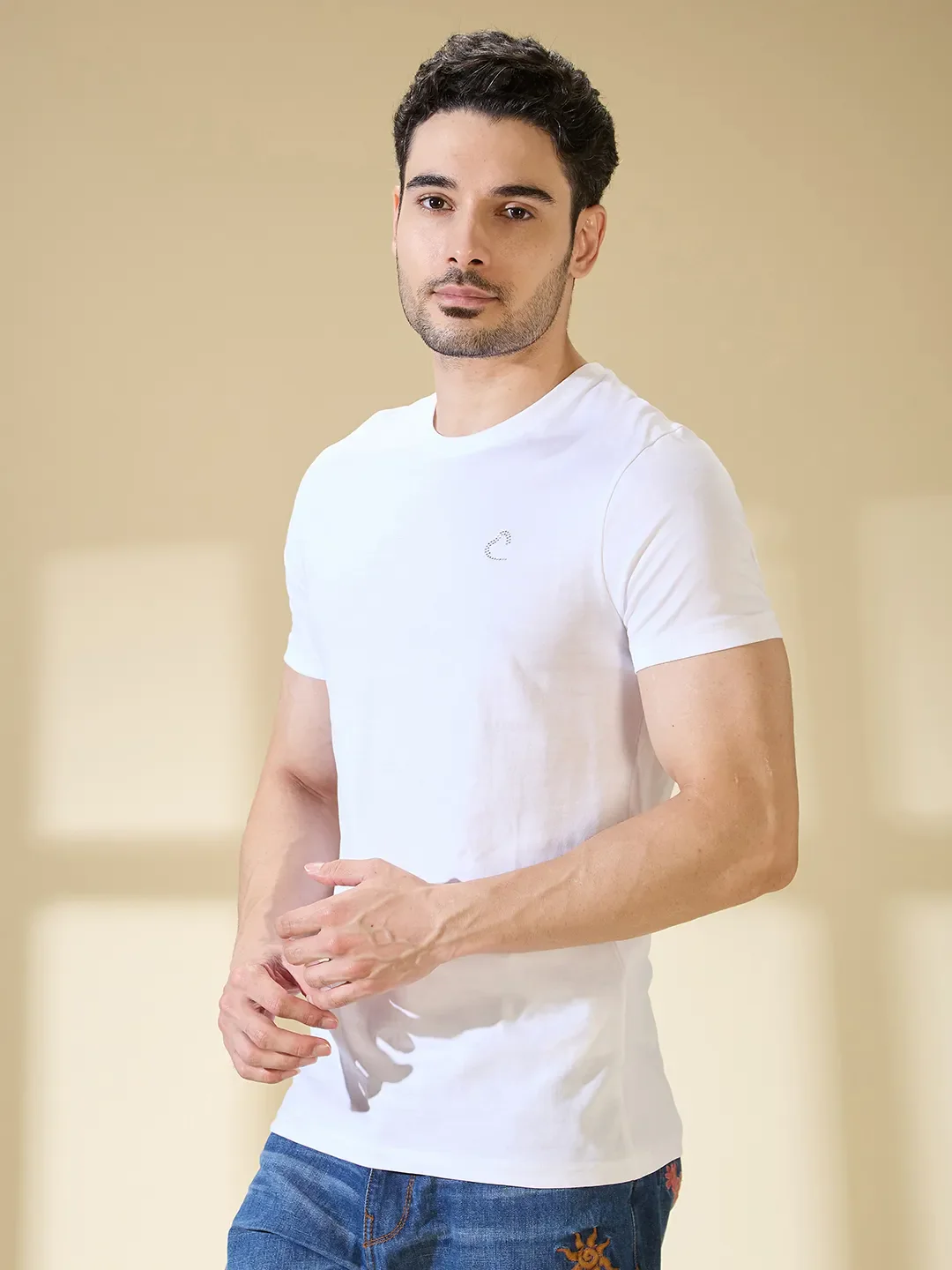 White Regular Fit Men's Short Sleeves T-Shirt by Being Human Clothing - Image 4