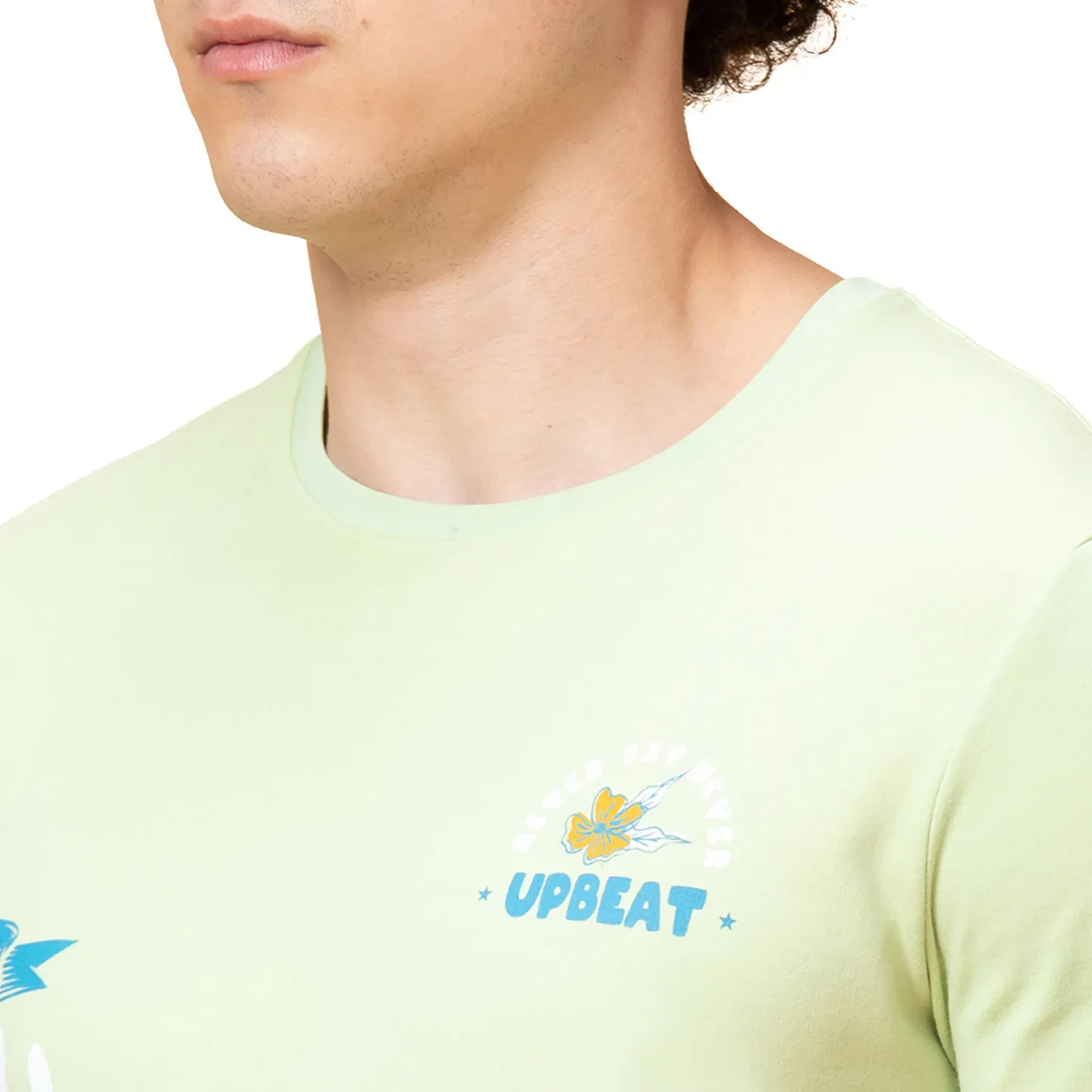 Green Slim Fit Round Neck Men's T-Shirt by Being Human Clothing - Image 5