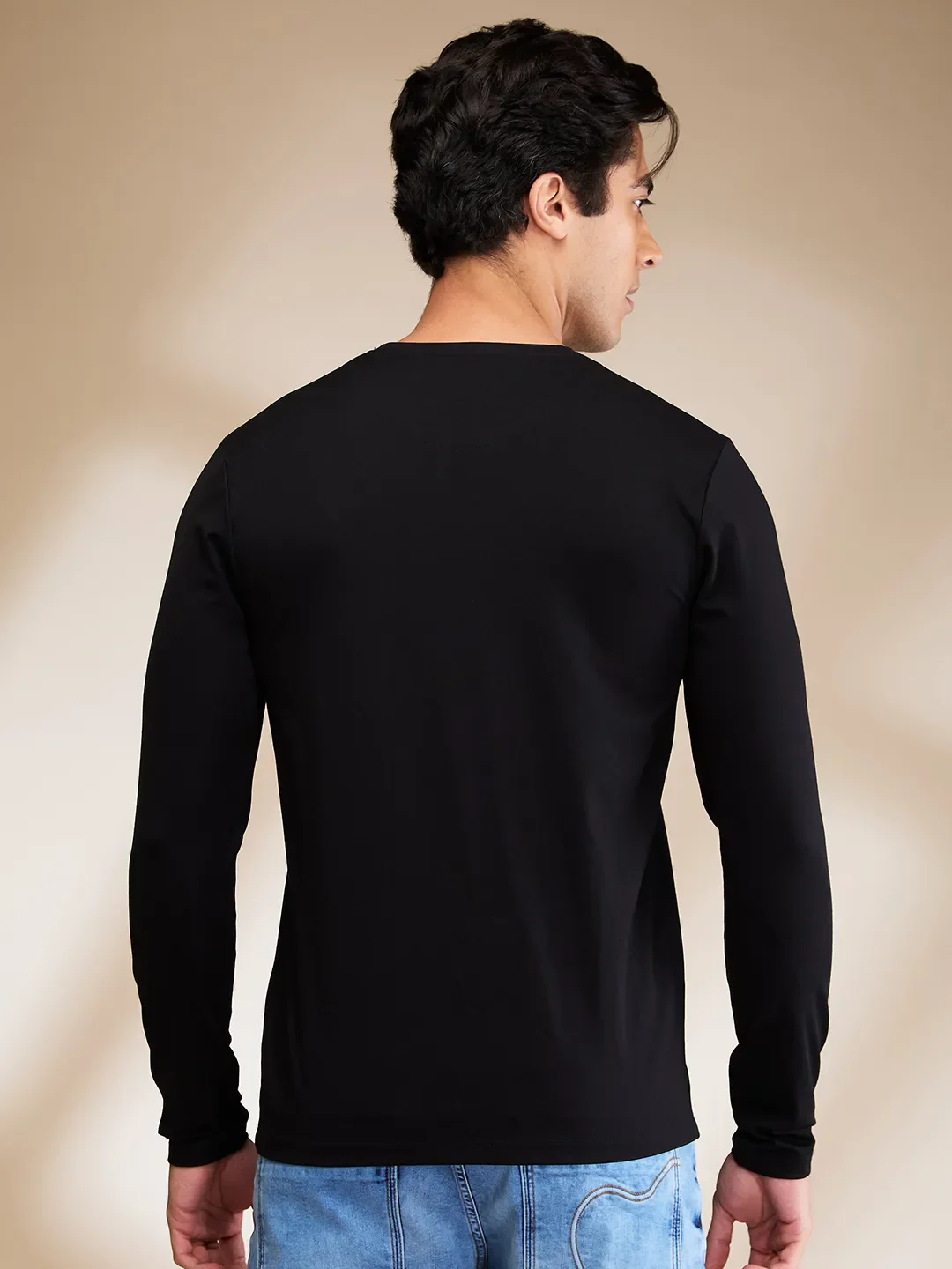 Black Slim Fit Round Neck Men's T-Shirt by Being Human Clothing - Image 3