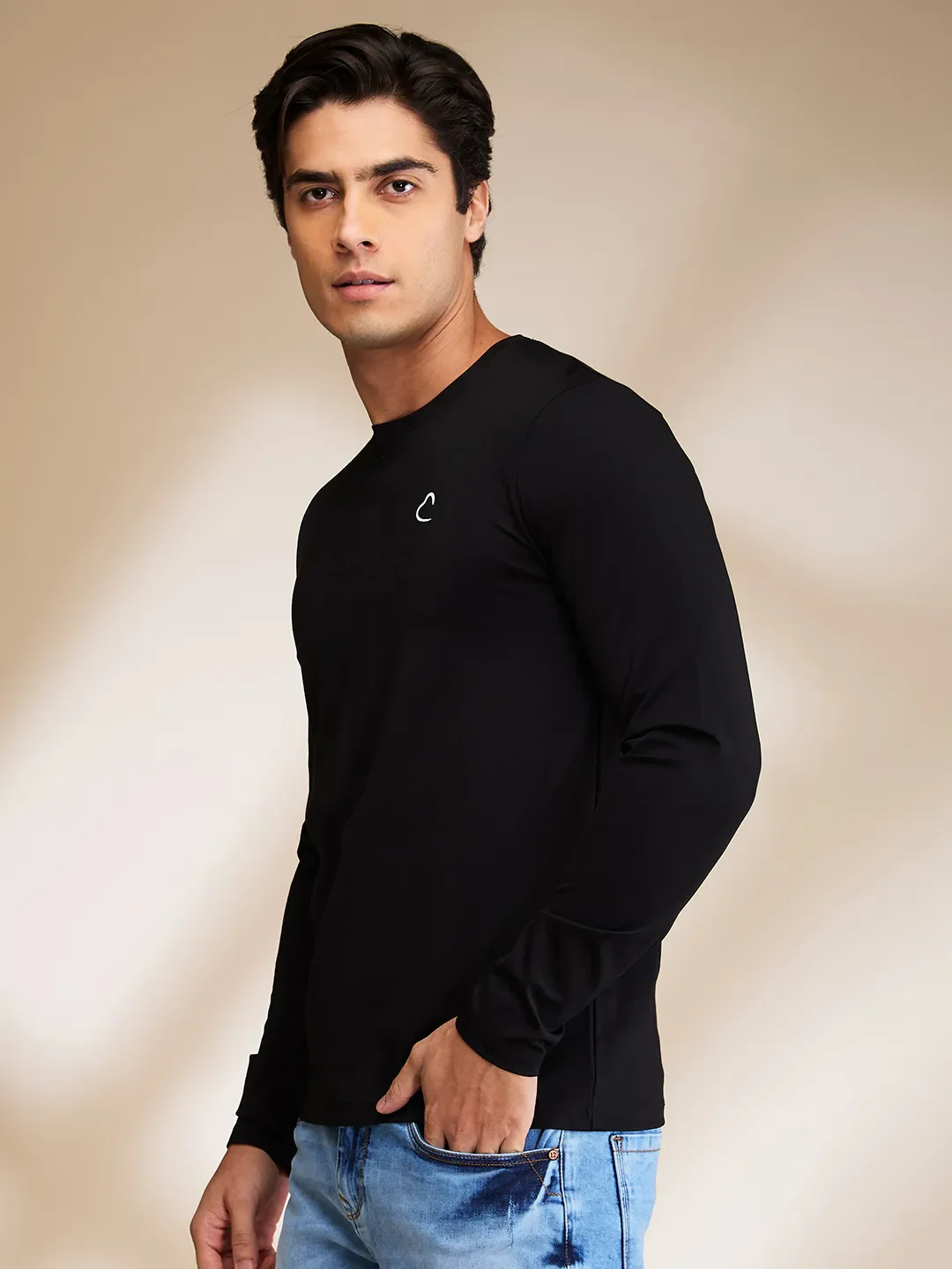 Black Slim Fit Round Neck Men's T-Shirt by Being Human Clothing - Image 4