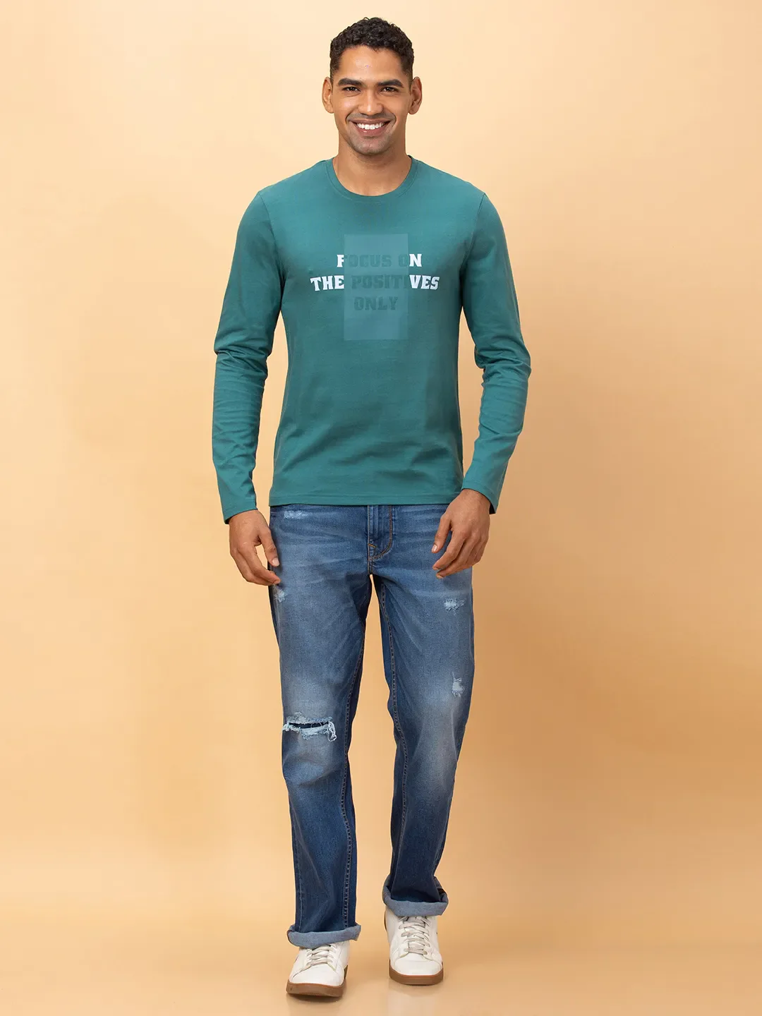 Black Slim Fit Round Neck Men's T-Shirt by Being Human Clothing - Image 2