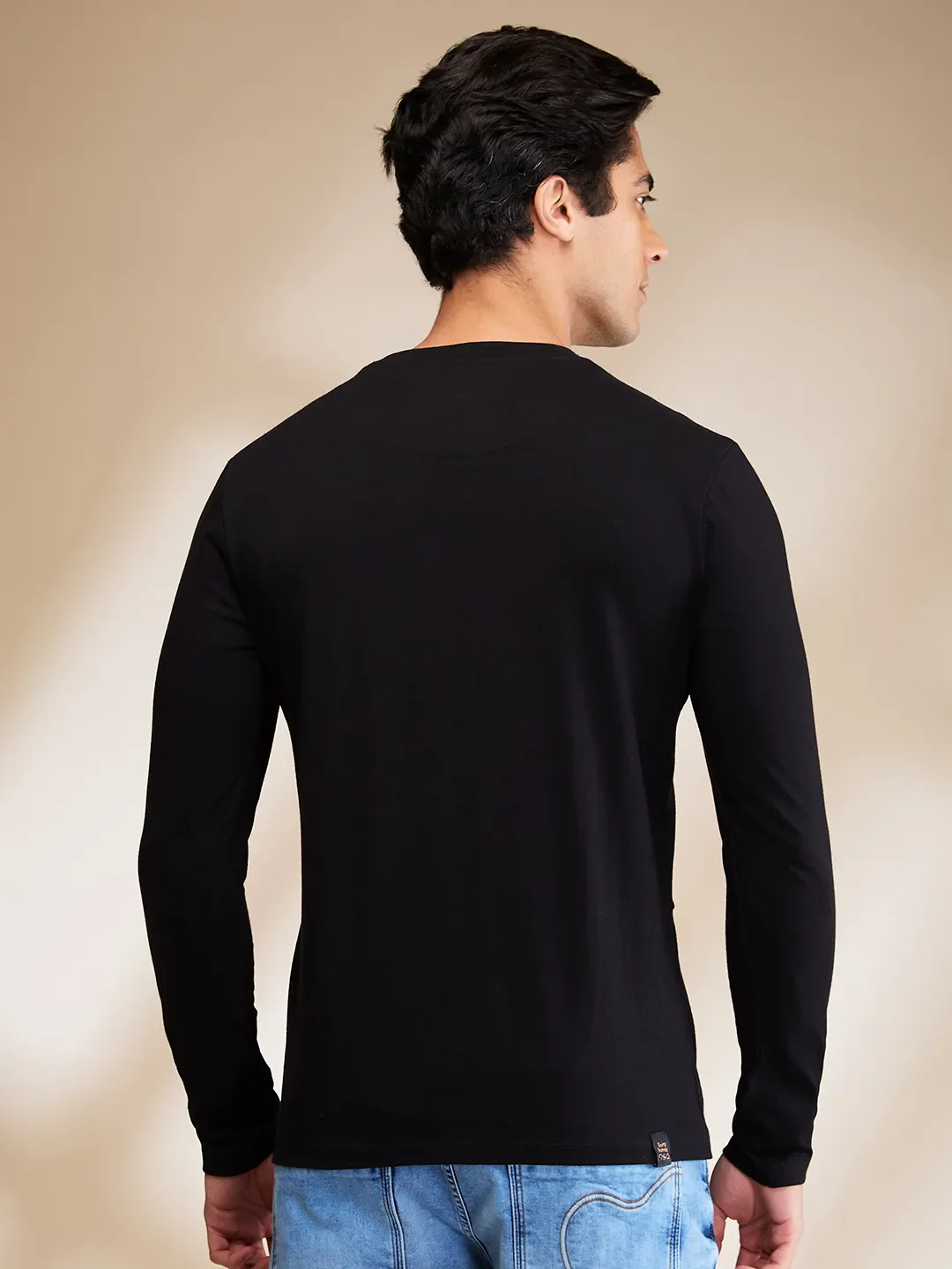 Black Slim Fit Round Neck Men's T-Shirt by Being Human Clothing - Image 3