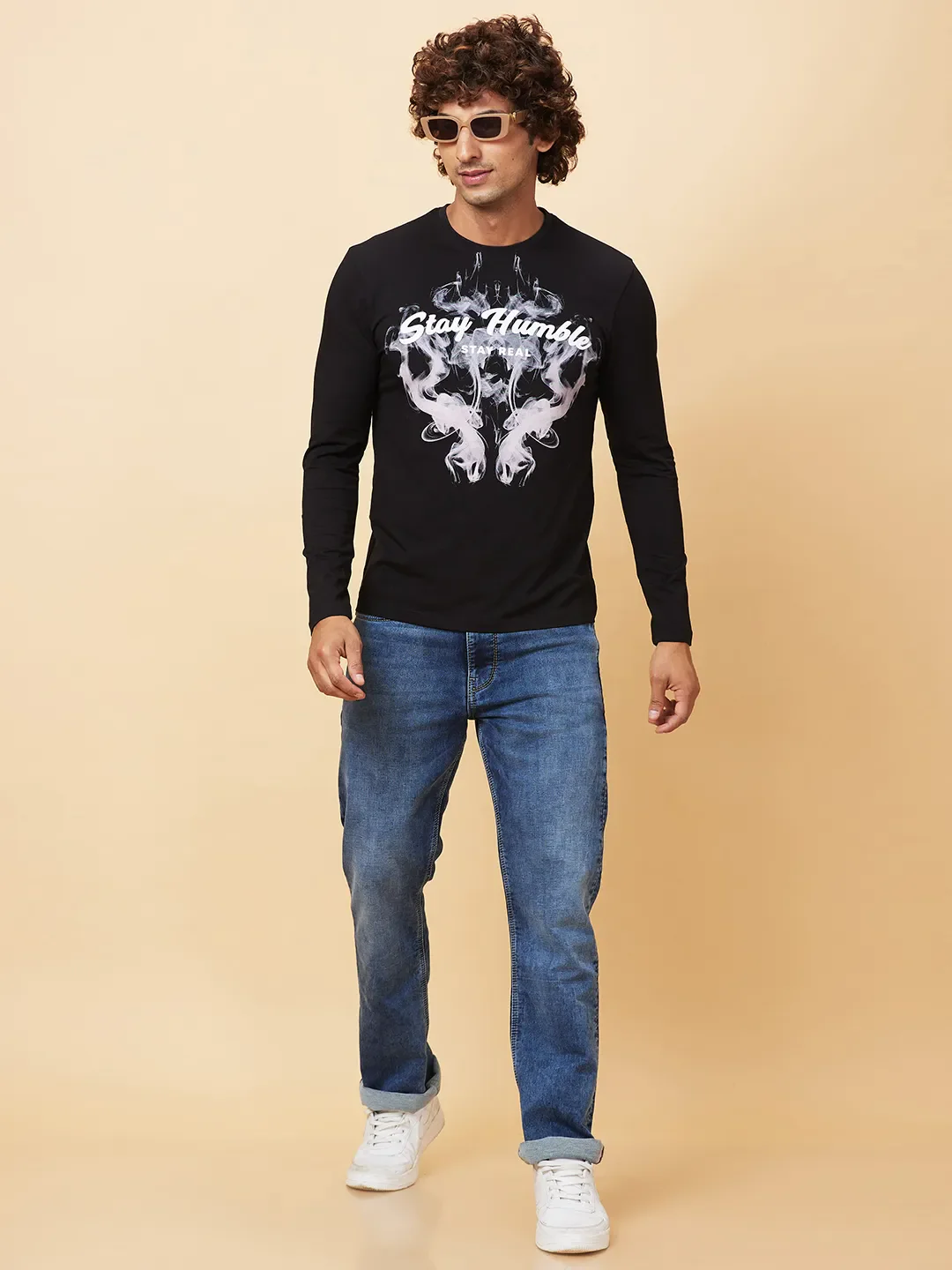 Black Regular Fit Round Neck Men's T-Shirt by Being Human Clothing - Image 2
