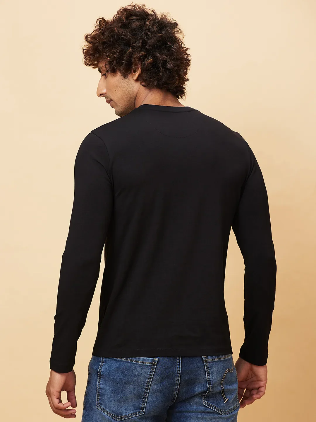 Black Regular Fit Round Neck Men's T-Shirt by Being Human Clothing - Image 3