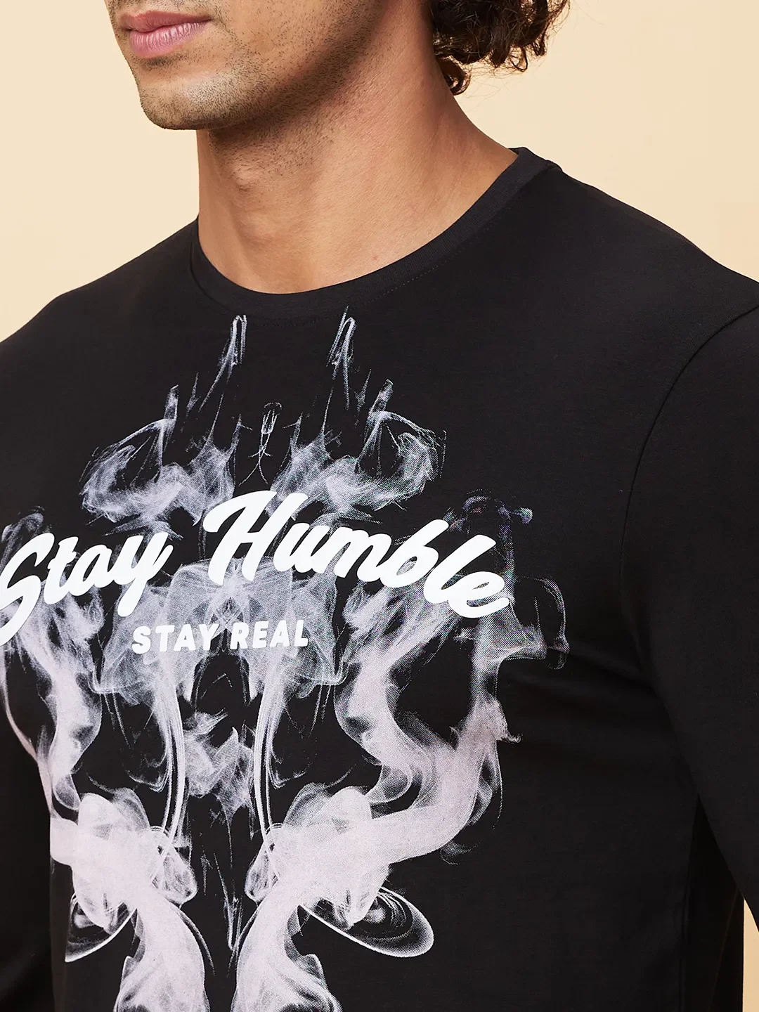 Black Regular Fit Round Neck Men's T-Shirt by Being Human Clothing - Image 5