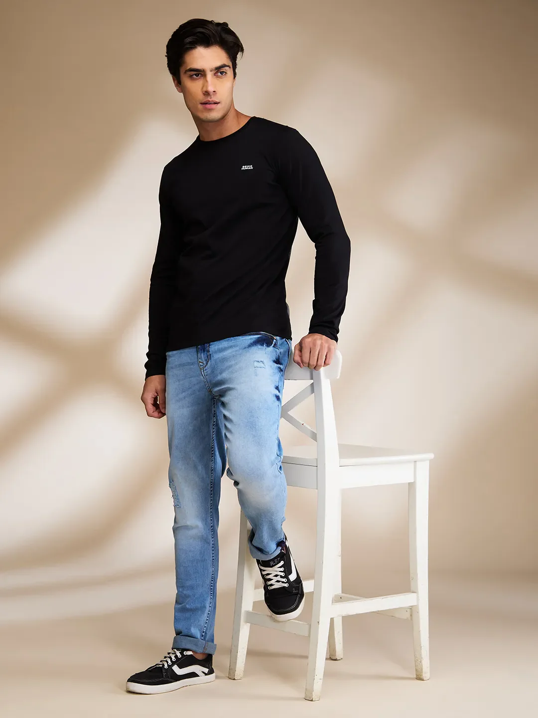 Black Regular Fit Round Neck Men's T-Shirt by Being Human Clothing - Image 6