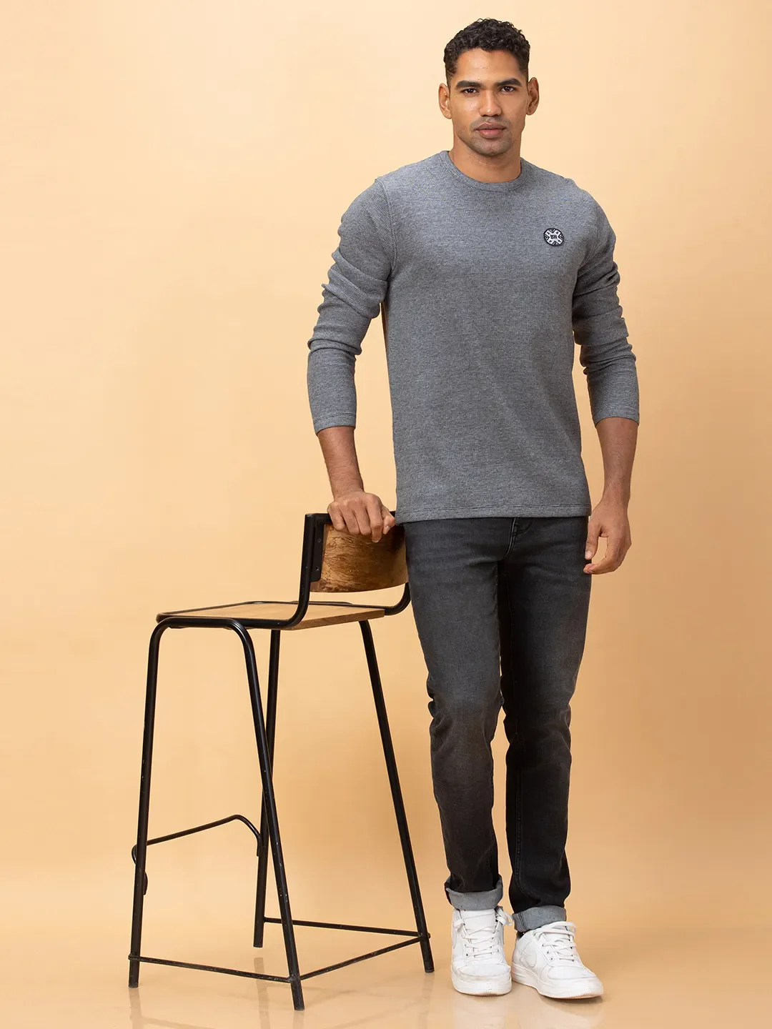 Black Regular Fit Round Neck Men's T-Shirt by Being Human Clothing - Image 6