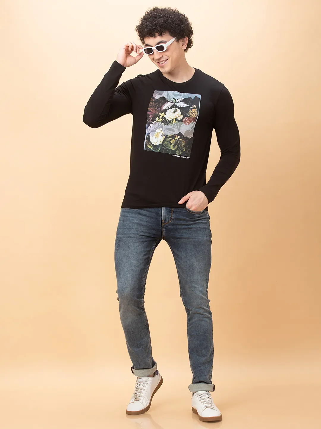 Black Regular Fit Round Neck Men's T-Shirt by Being Human Clothing - Image 6
