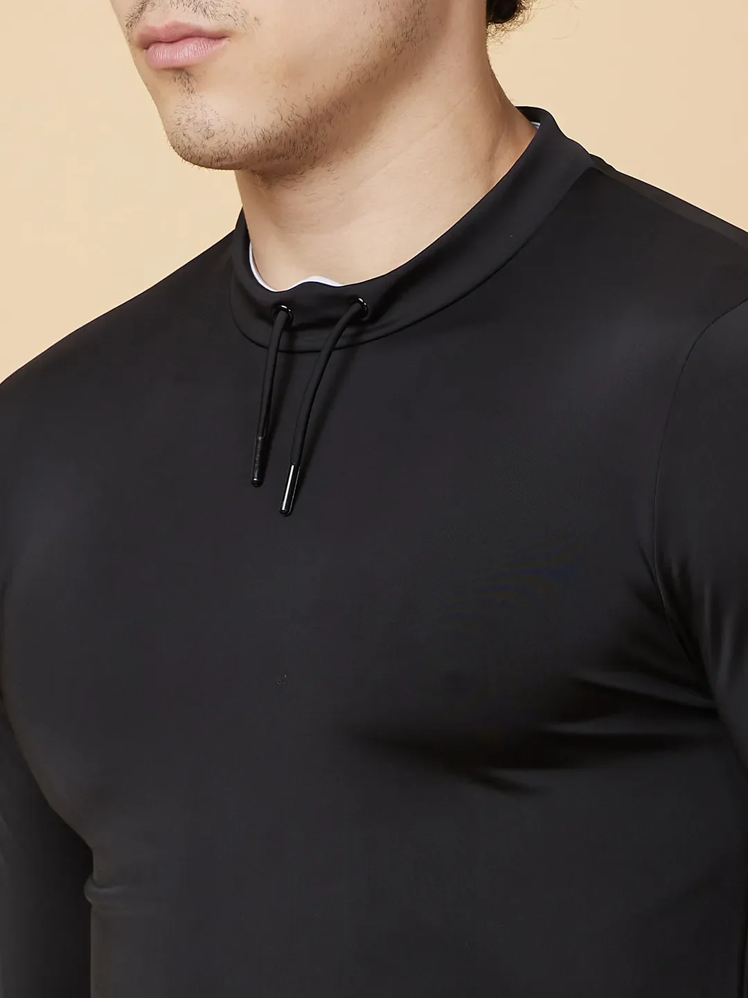 Black Regular Fit High Neck Men's T-Shirt by Being Human Clothing - Image 5