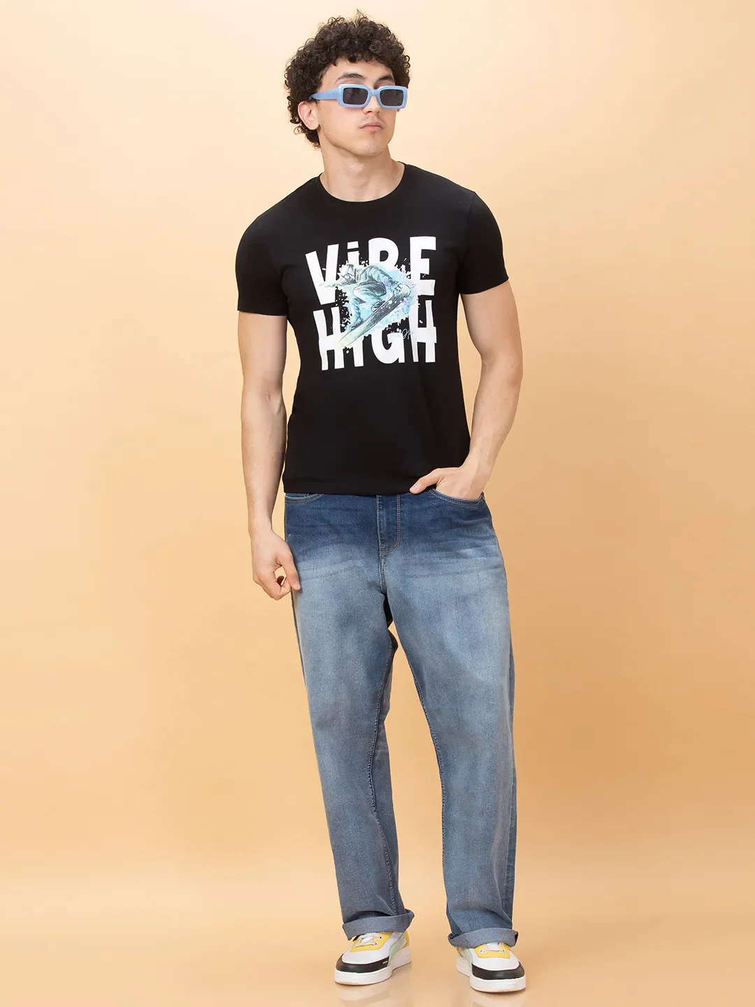 Black Slim Fit Round Neck Men's T-Shirt by Being Human Clothing - Image 6