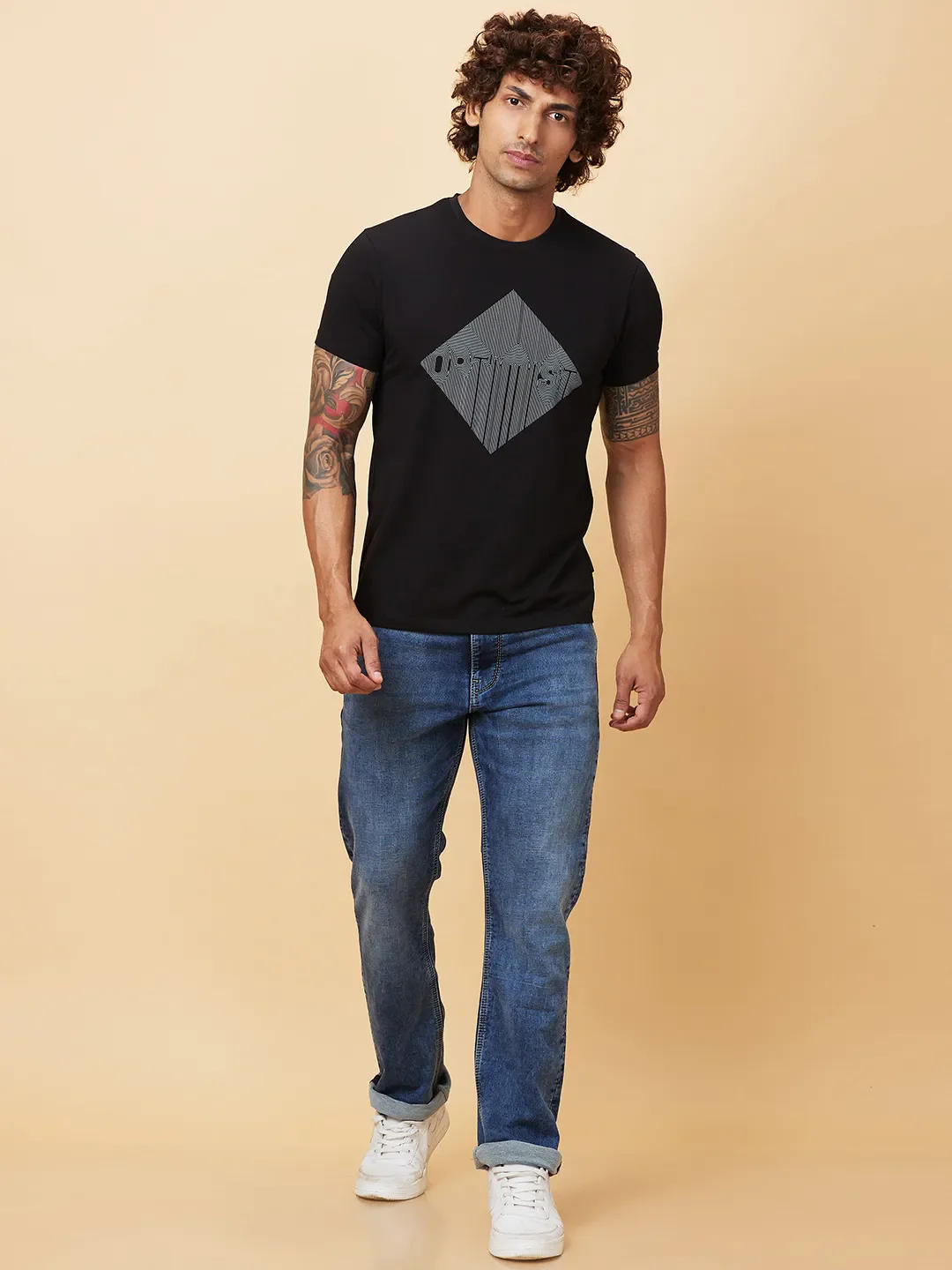 Black Regular Fit Men's Short Sleeves T-Shirt by Being Human Clothing - Image 2